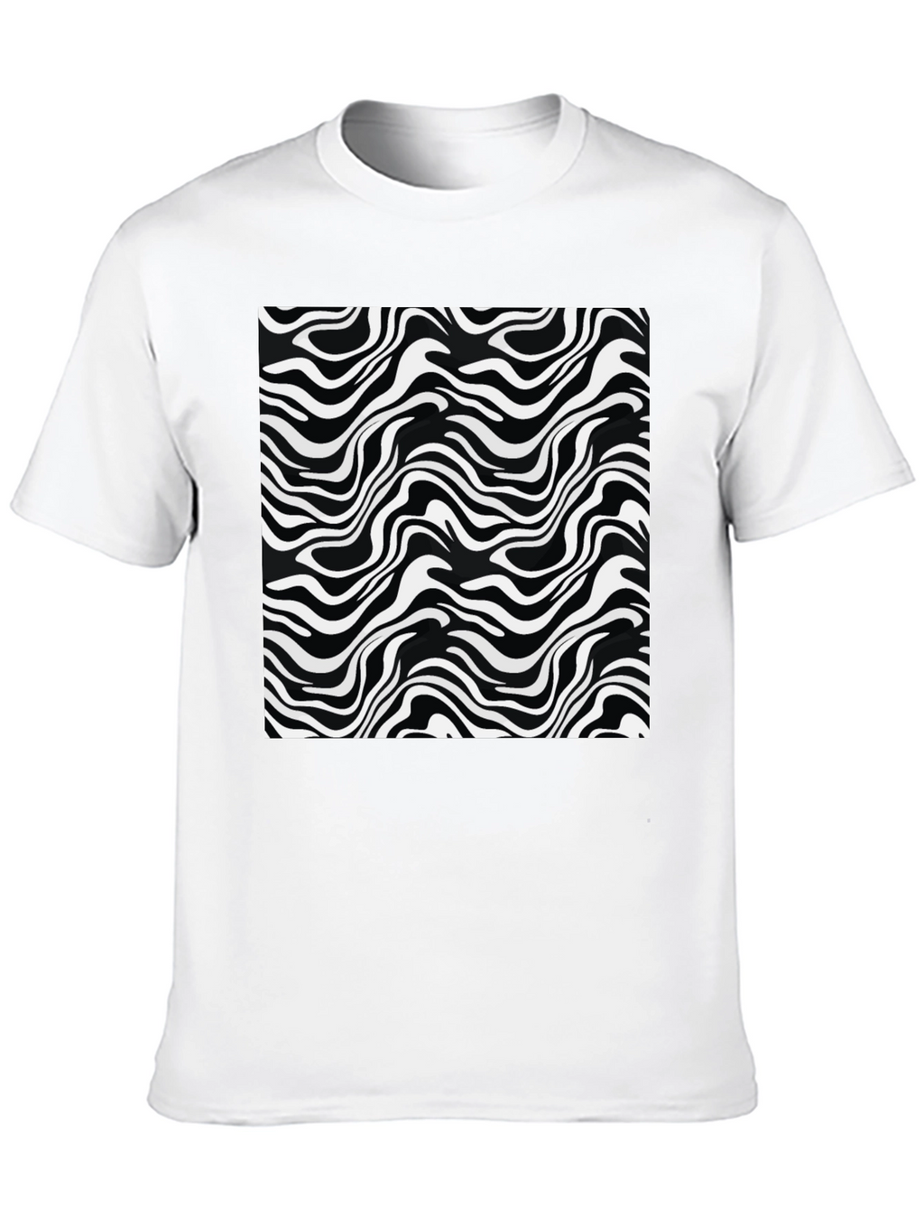 Abstract Wave Print Black T-Shirt