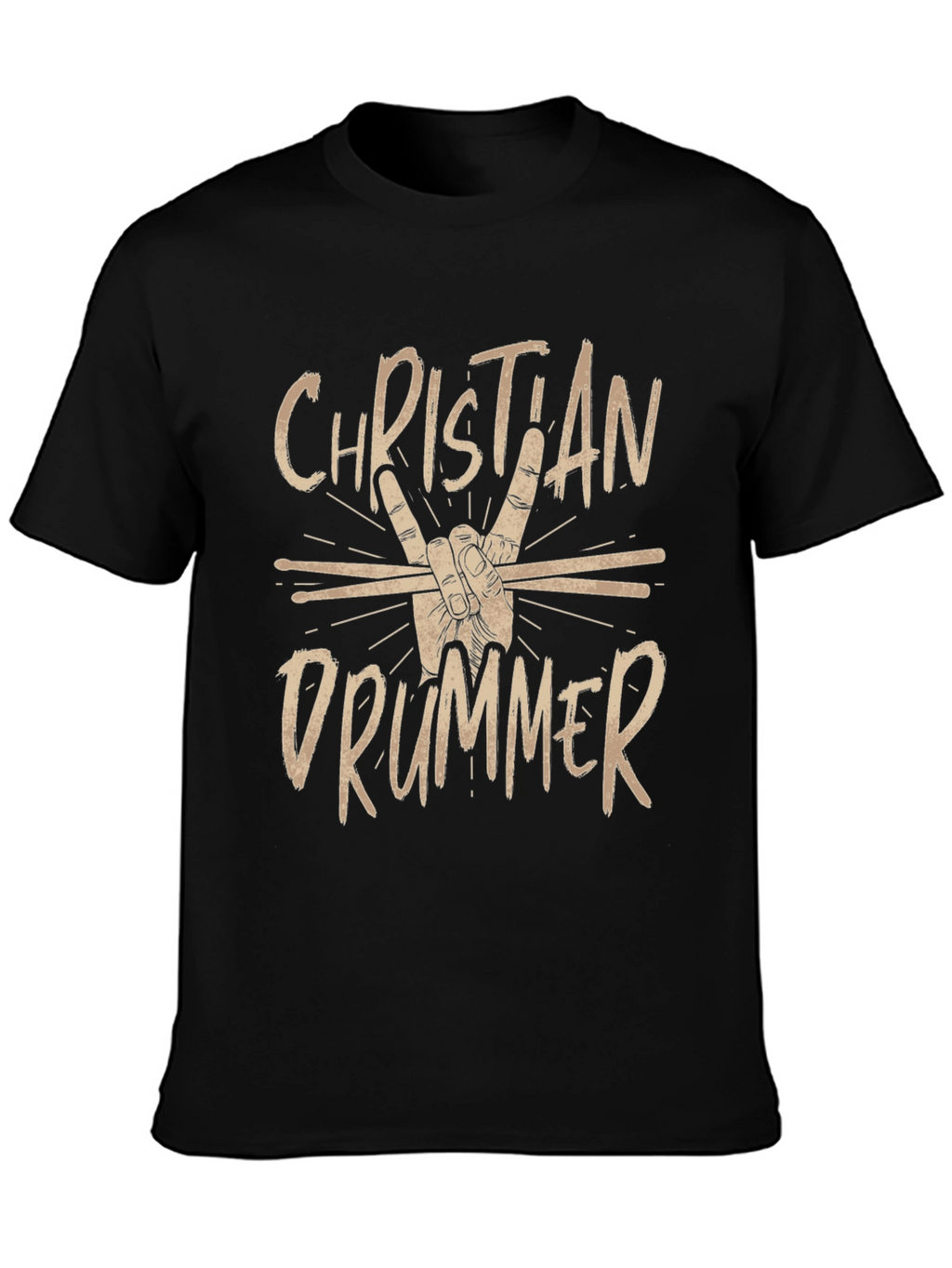 Christian Drummer Black Graphic Tee Shirt