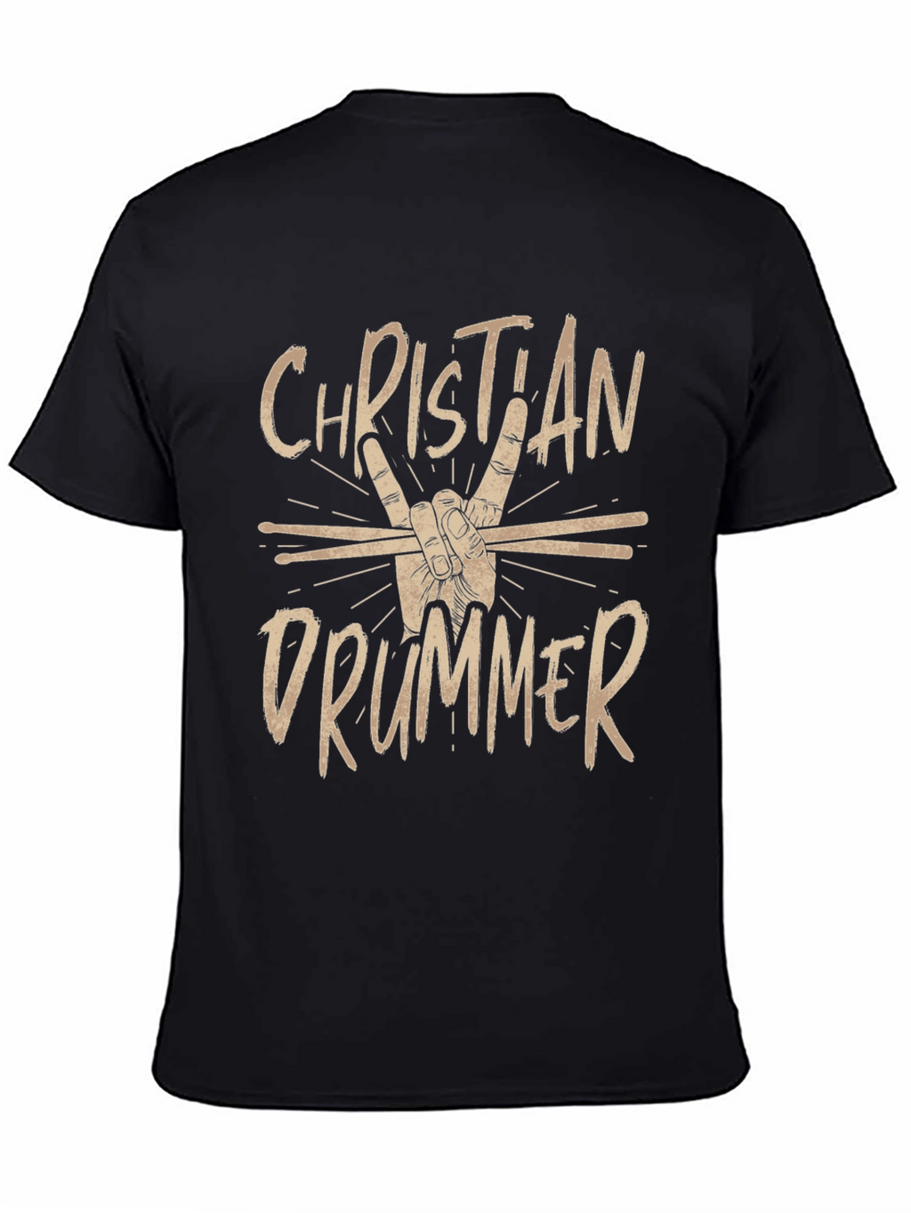 Christian Drummer Black Graphic Tee Shirt