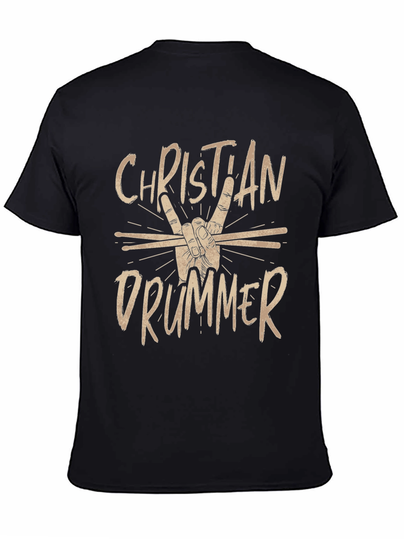 Christian Drummer Black Graphic Tee Shirt