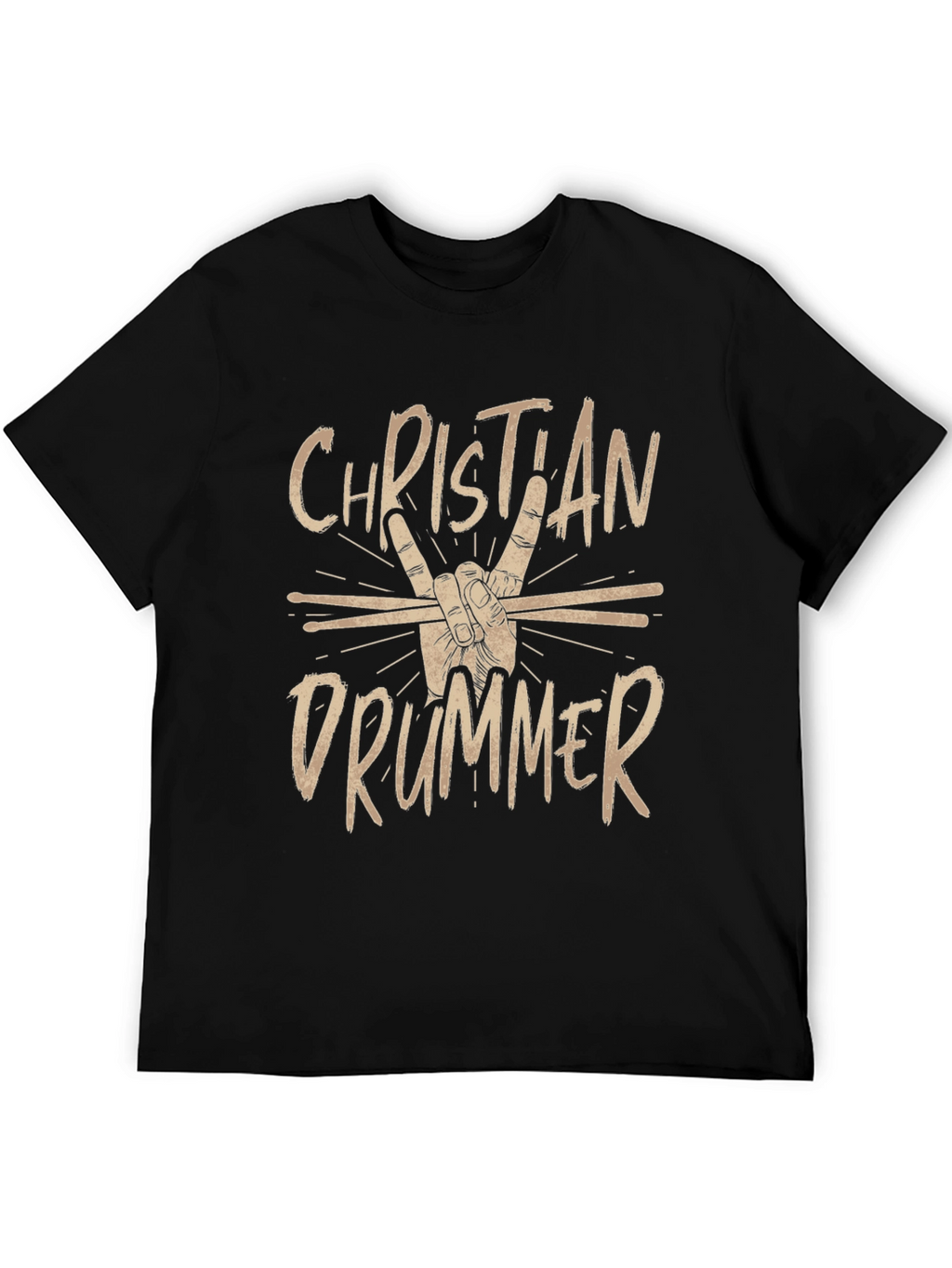 Christian Drummer Black Graphic Tee Shirt