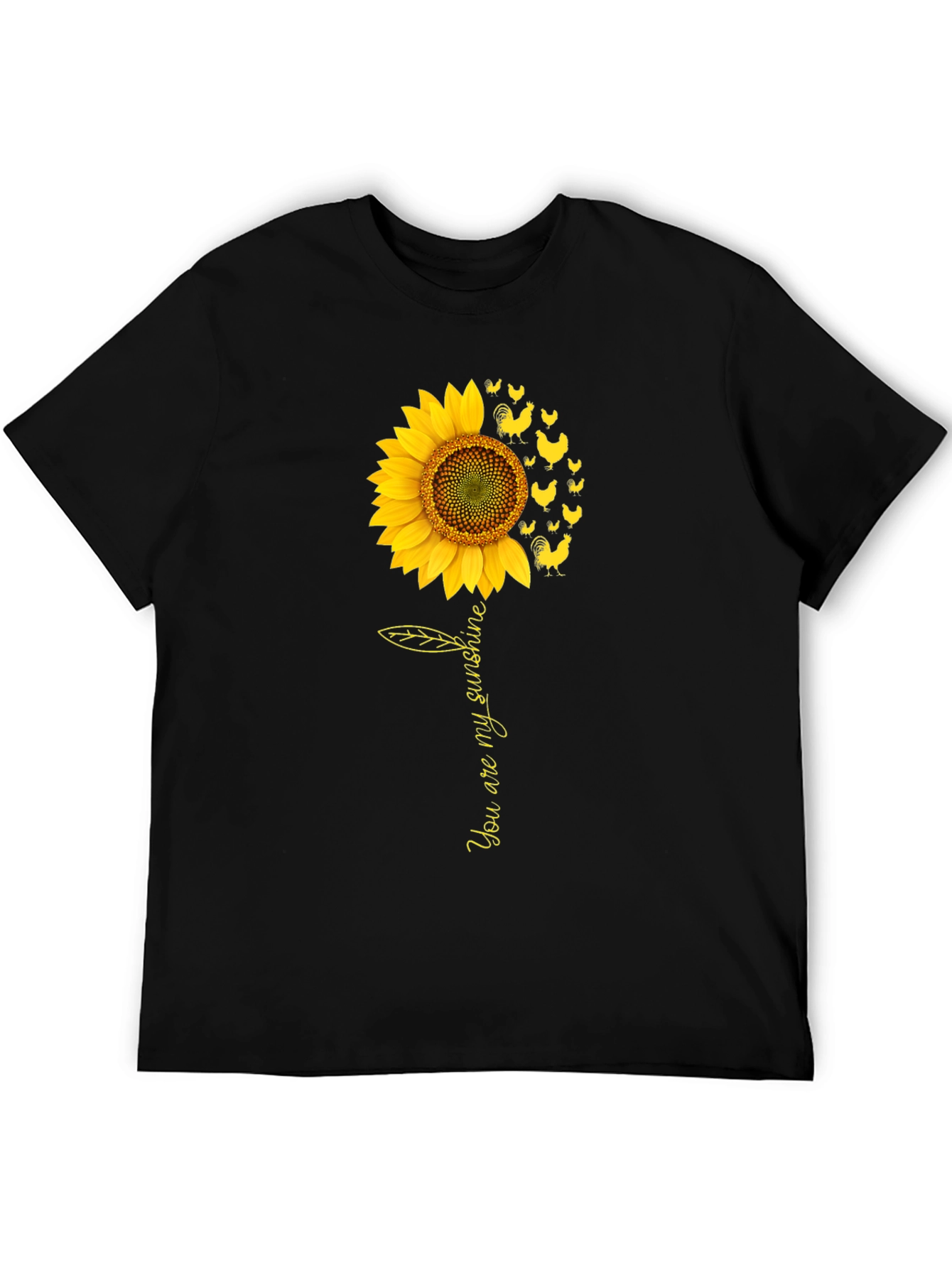 Sunflower Chicken Graphic Black T-Shirt