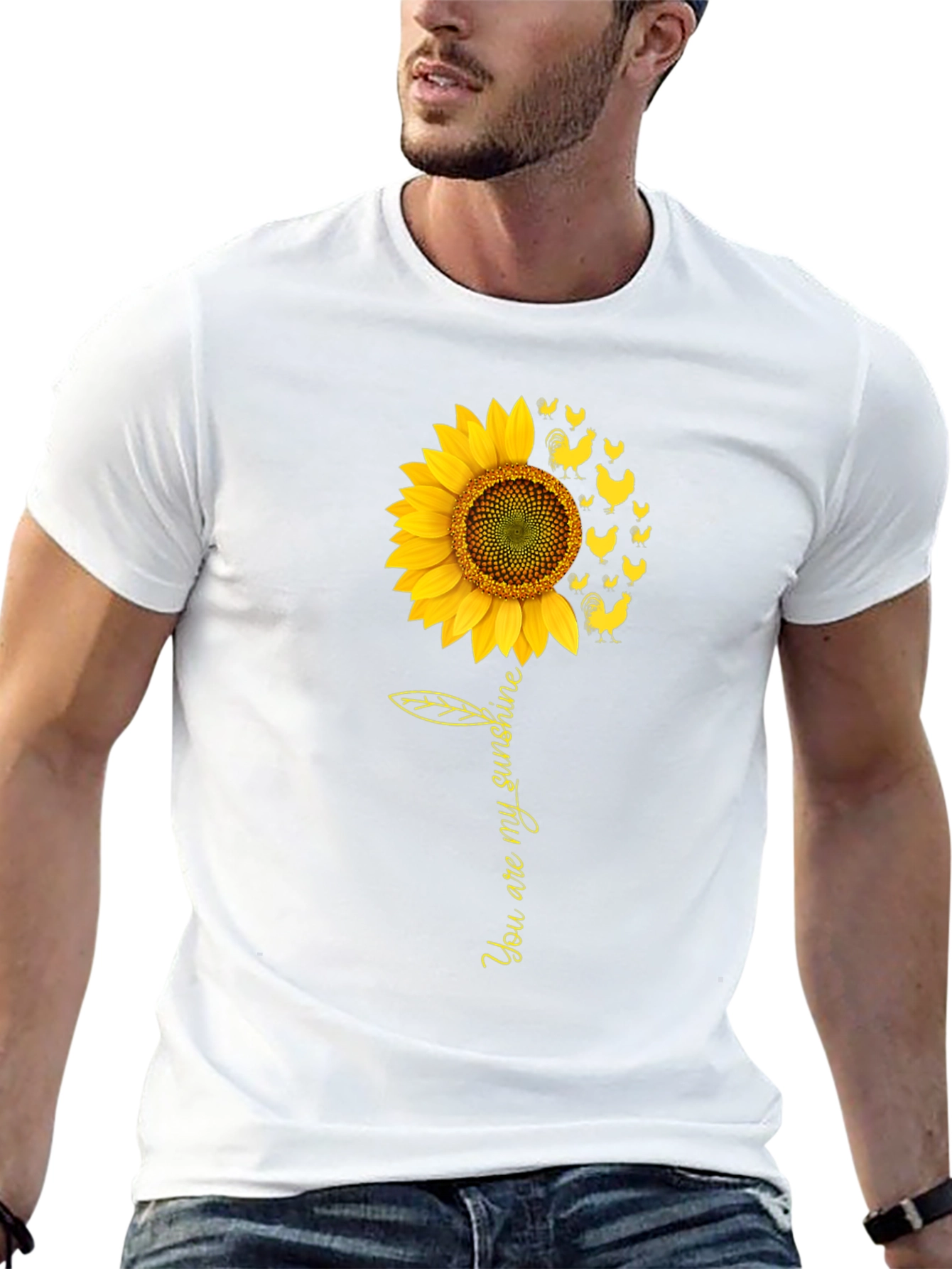 Sunflower Chicken Graphic Black T-Shirt