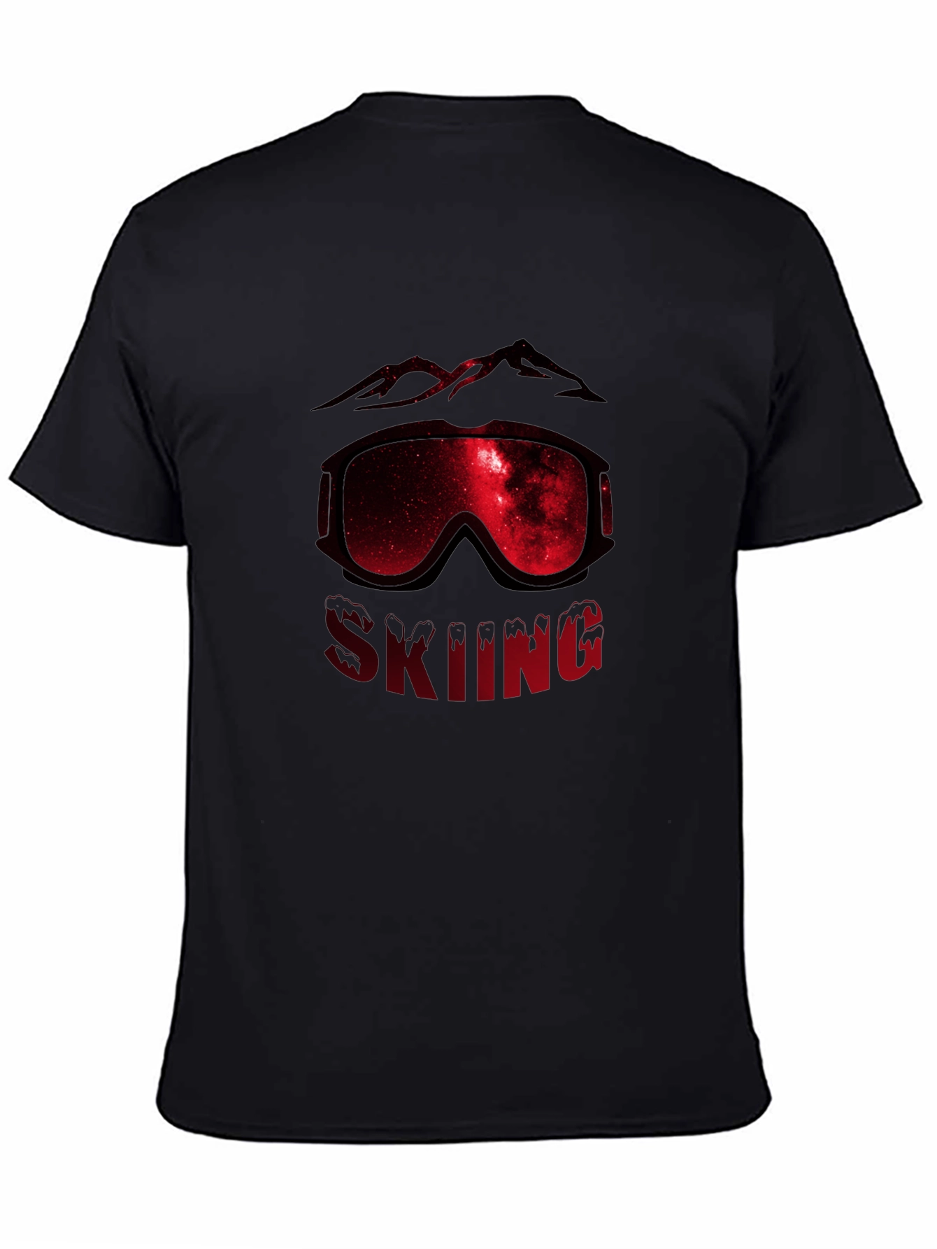 Skiing Galaxy Graphic Tee - Mens Black T-Shirt