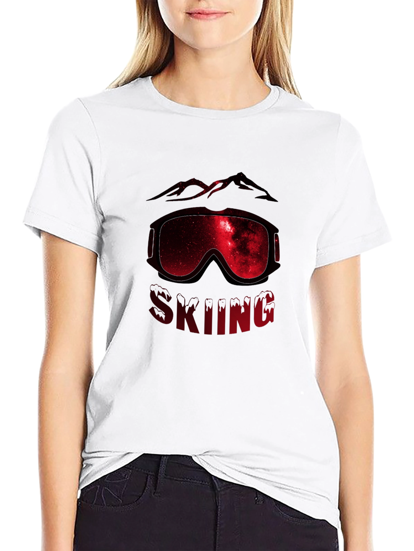 Skiing Galaxy Graphic Tee - Mens Black T-Shirt