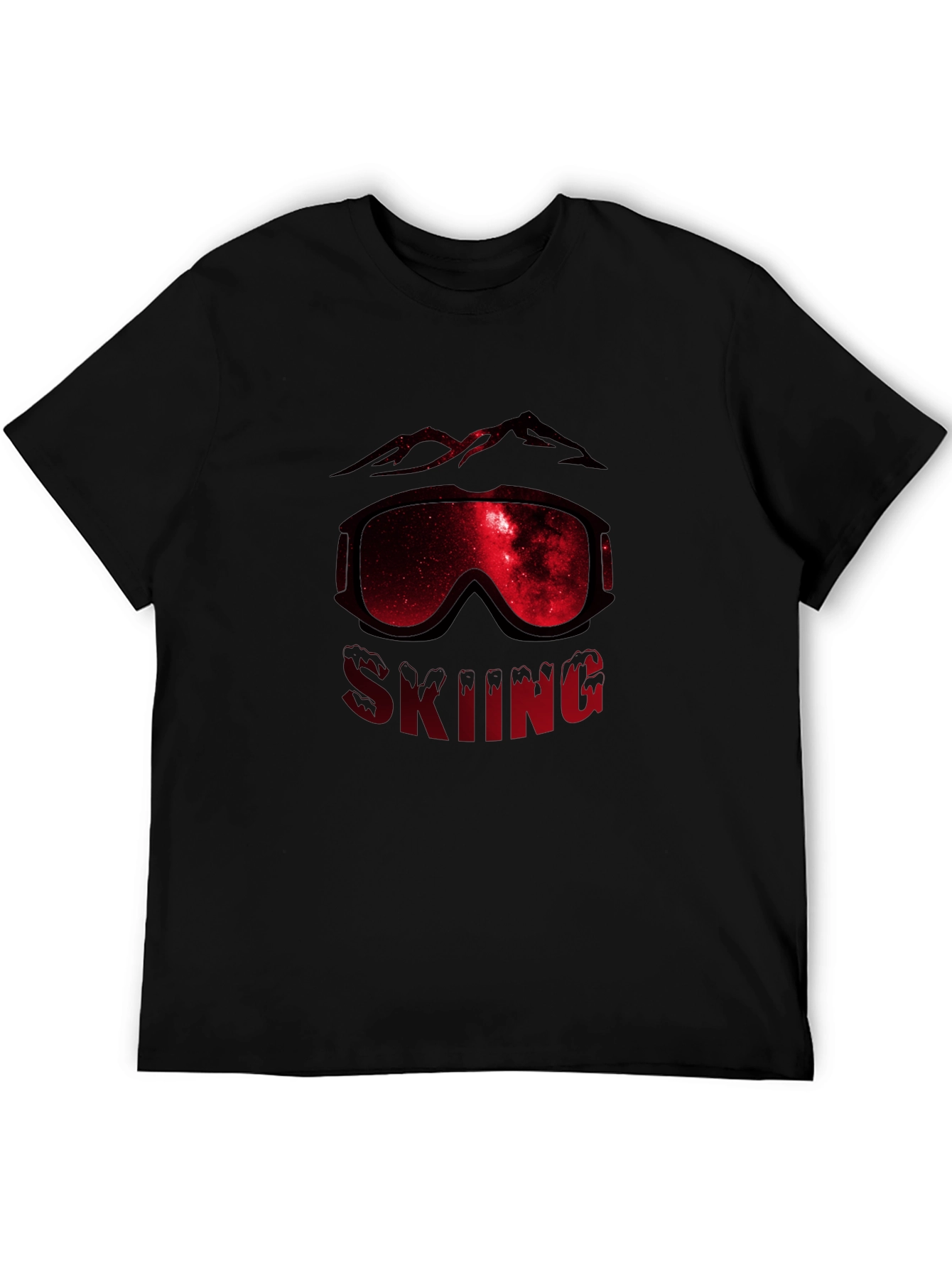 Skiing Galaxy Graphic Tee - Mens Black T-Shirt