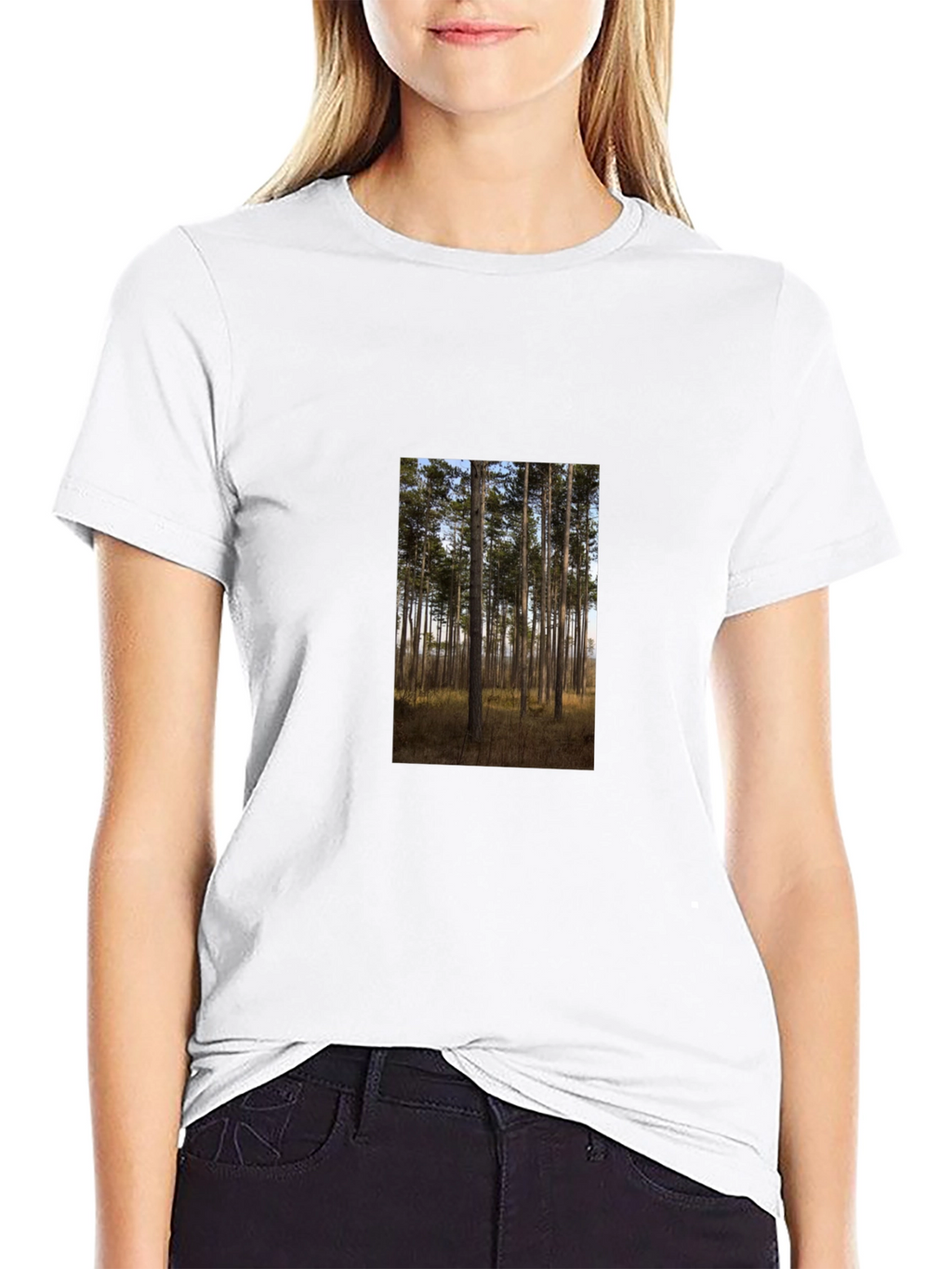 Nature Scene Graphic Tee - Black Cotton Shirt