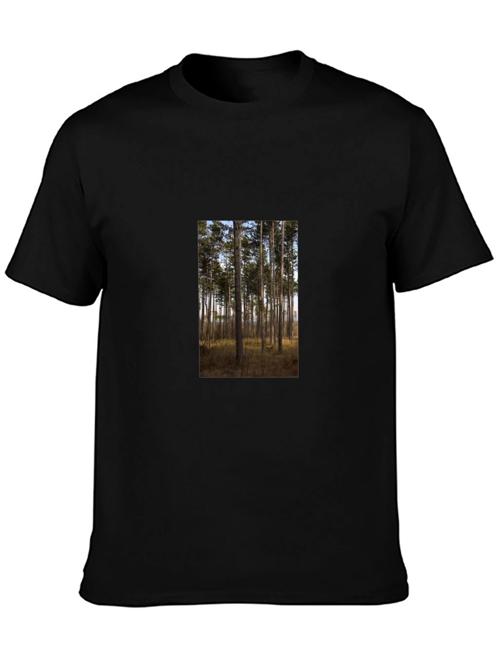 Nature Scene Graphic Tee - Black Cotton Shirt