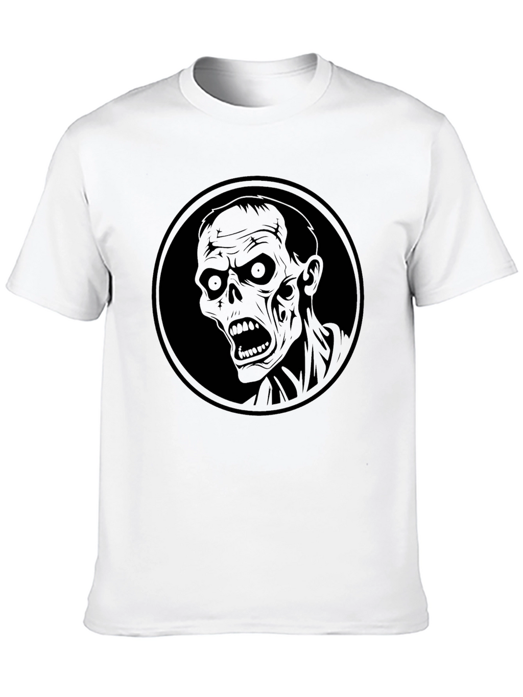 Zombie Head Graphic Print Mens Black T-Shirt