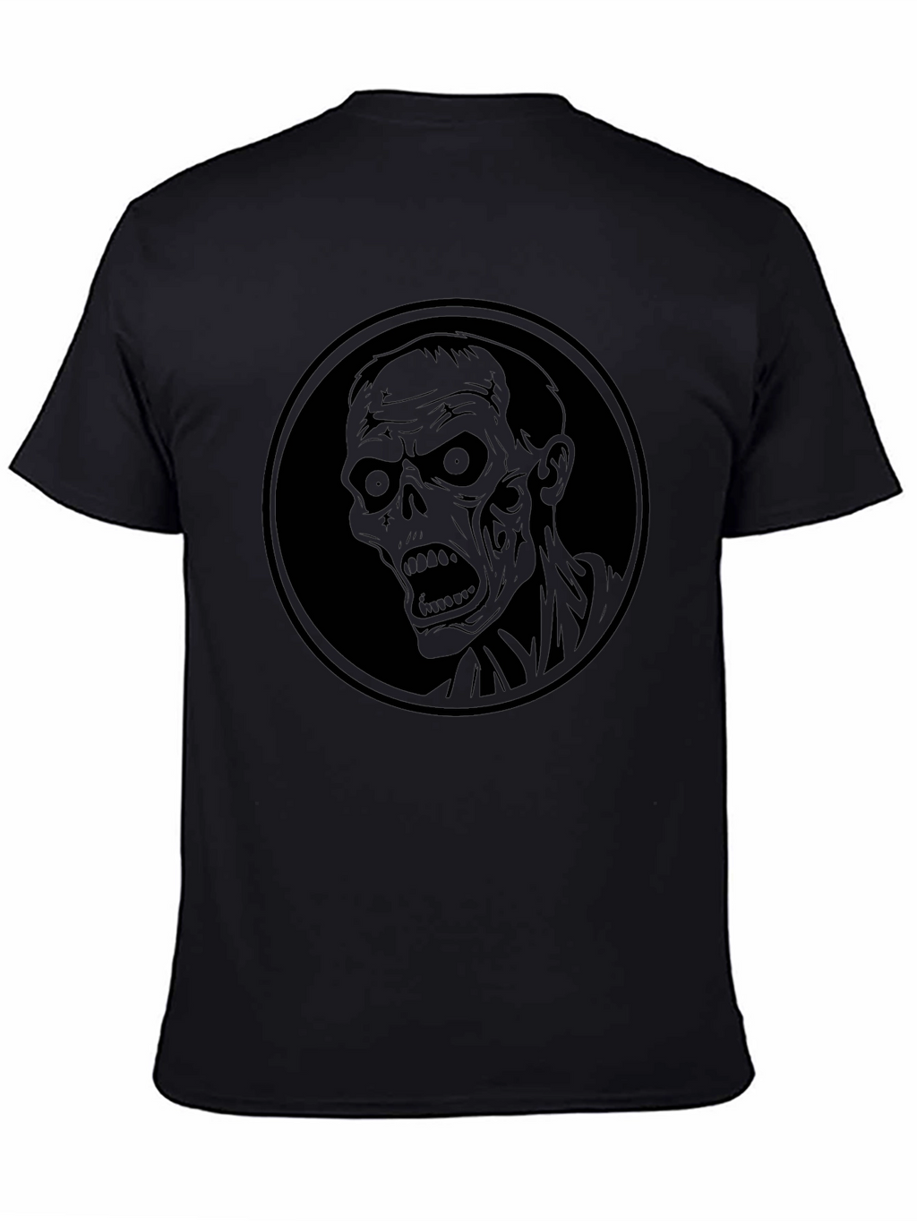 Zombie Head Graphic Print Mens Black T-Shirt