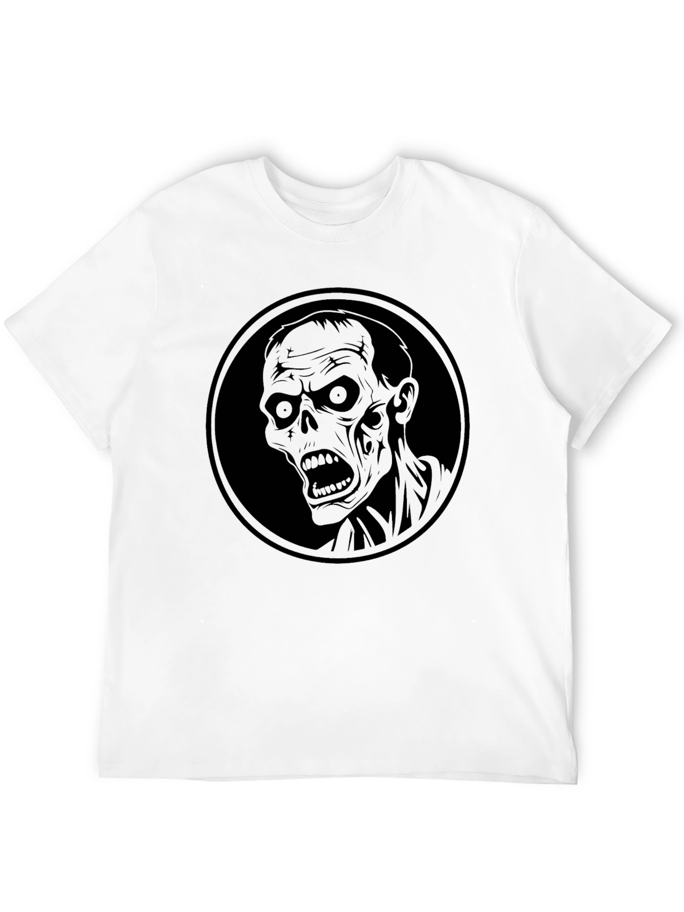 Zombie Head Graphic Print Mens Black T-Shirt