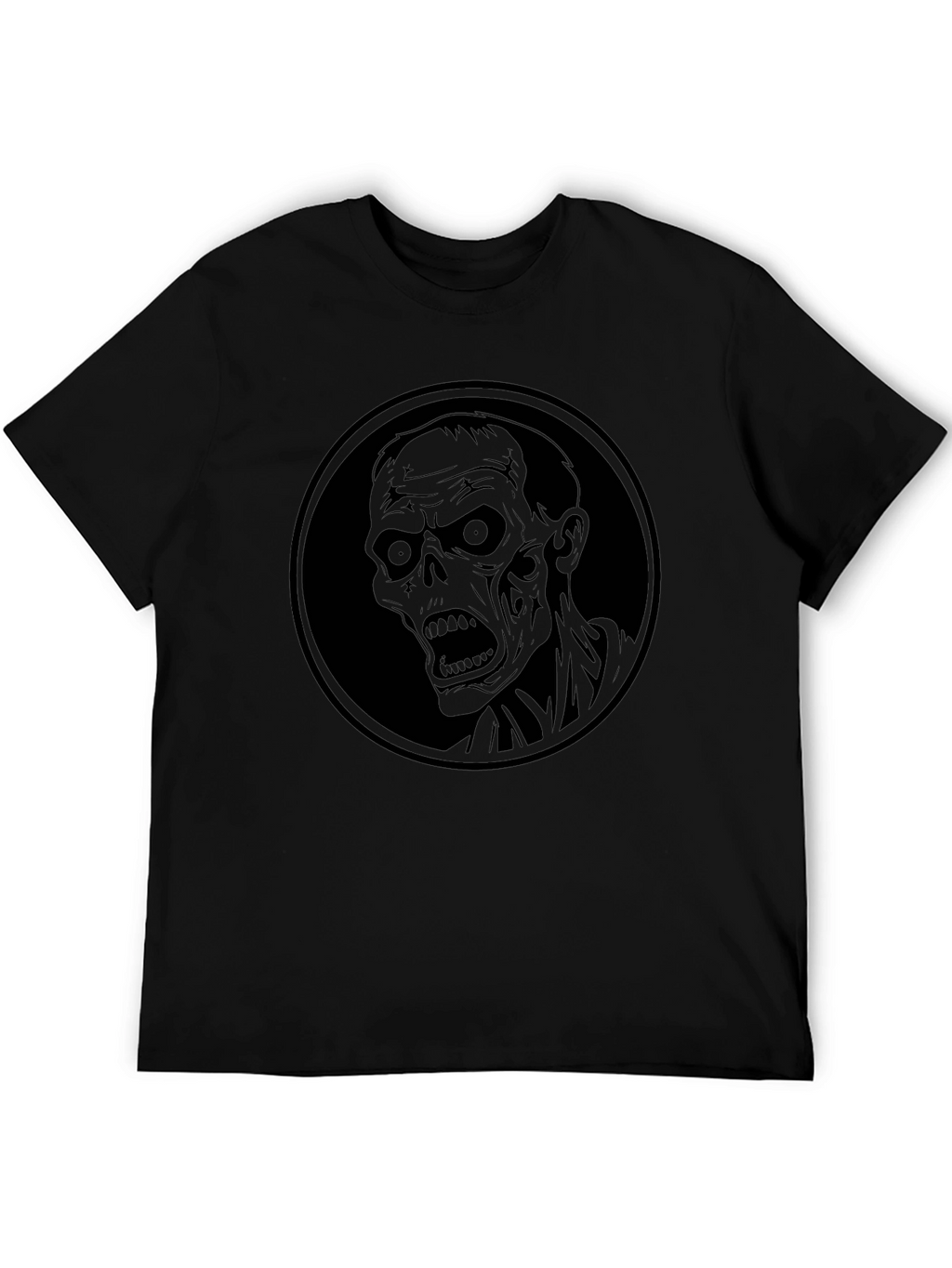 Zombie Head Graphic Print Mens Black T-Shirt