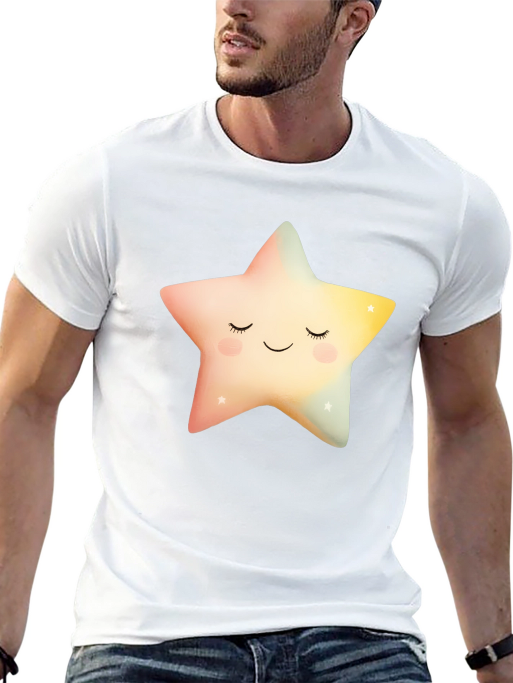 Sleepy Star Graphic T-Shirt - Black Cotton Blend