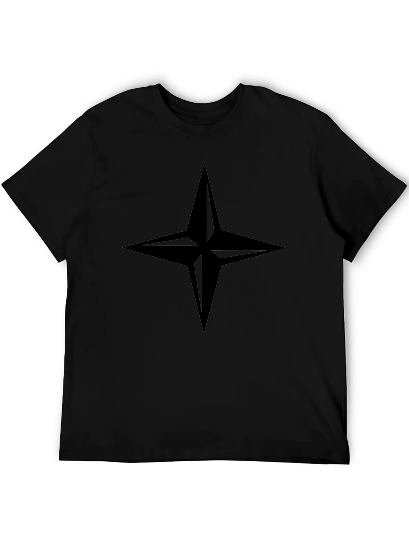 Stylish Black T-Shirt with Compass Star Design