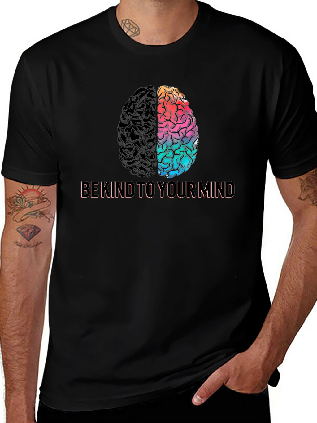 Be Kind To Your Mind Brain Tee - Black