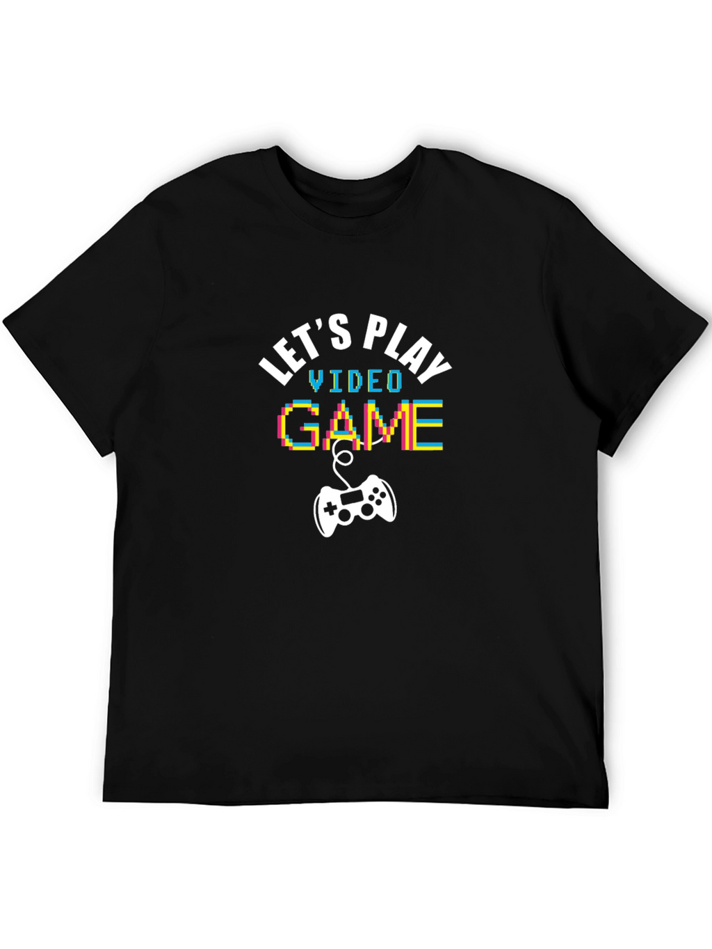 Lets Play Video Game Black Graphic Tee
