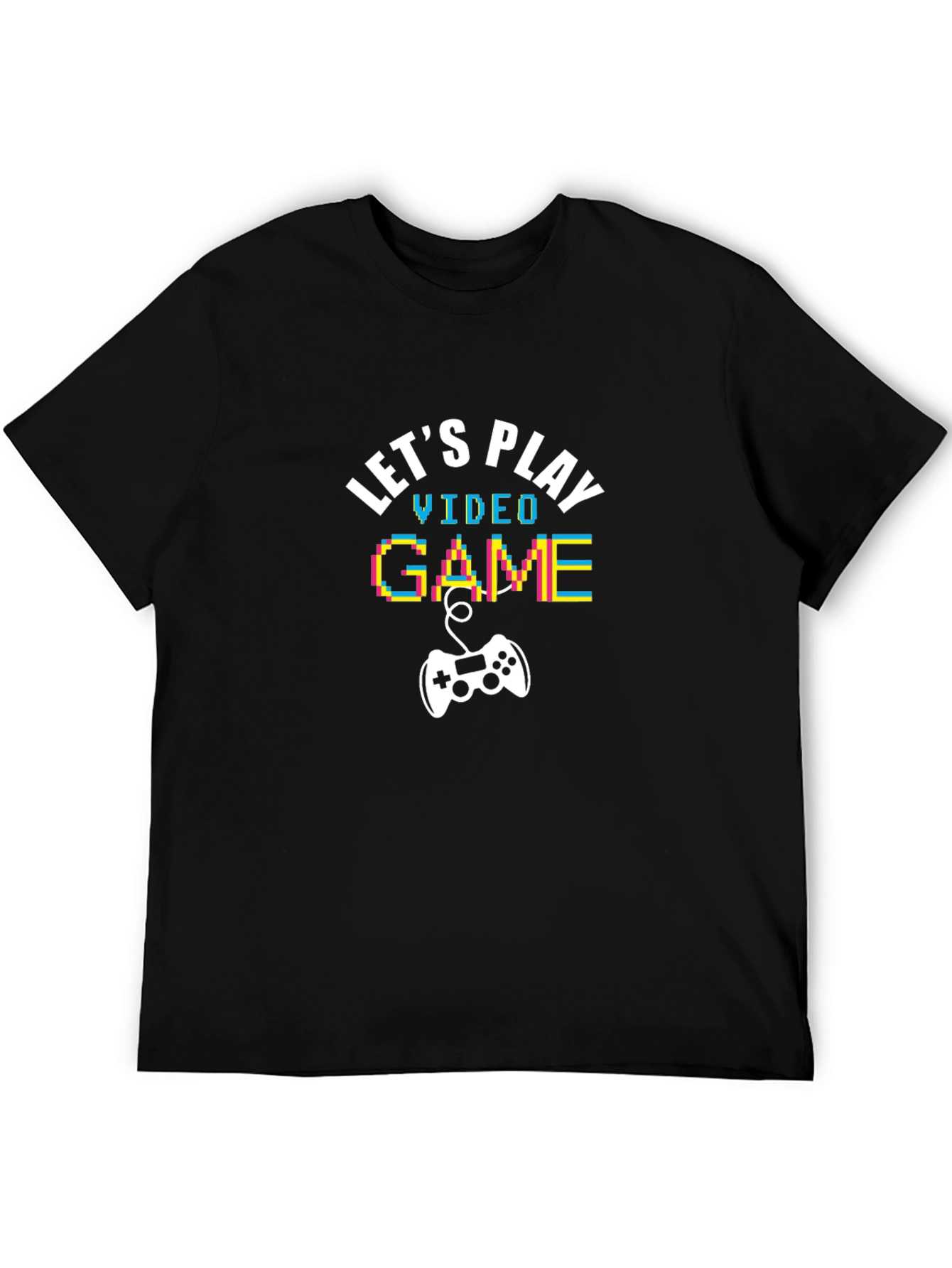Lets Play Video Game Black Graphic Tee