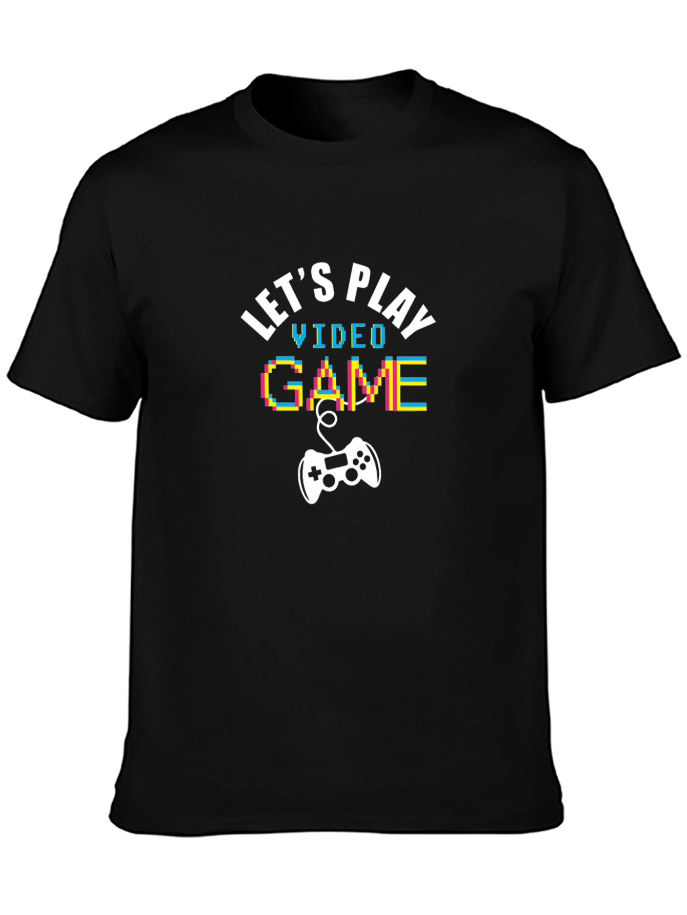 Lets Play Video Game Black Graphic Tee