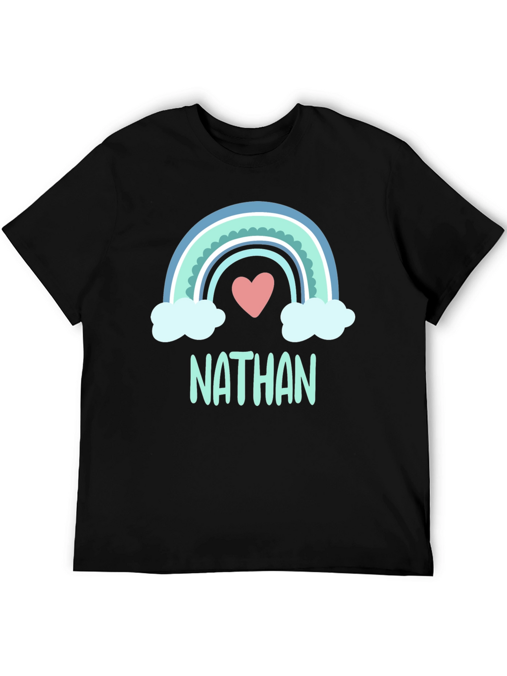 Personalized Nathan Rainbow Heart T-Shirt