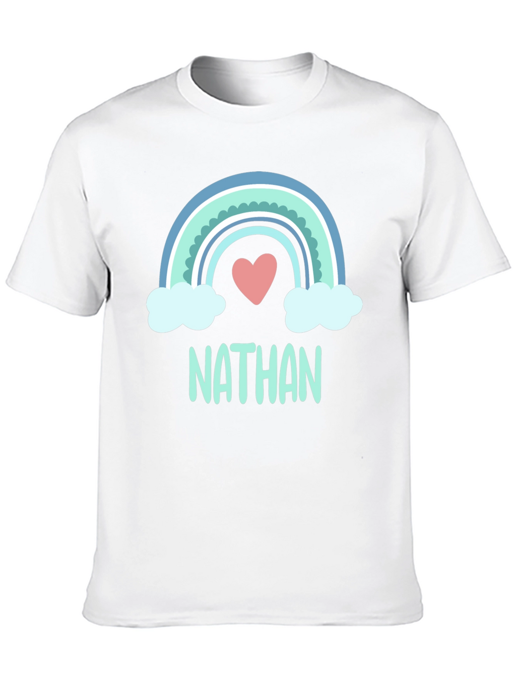 Personalized Nathan Rainbow Heart T-Shirt
