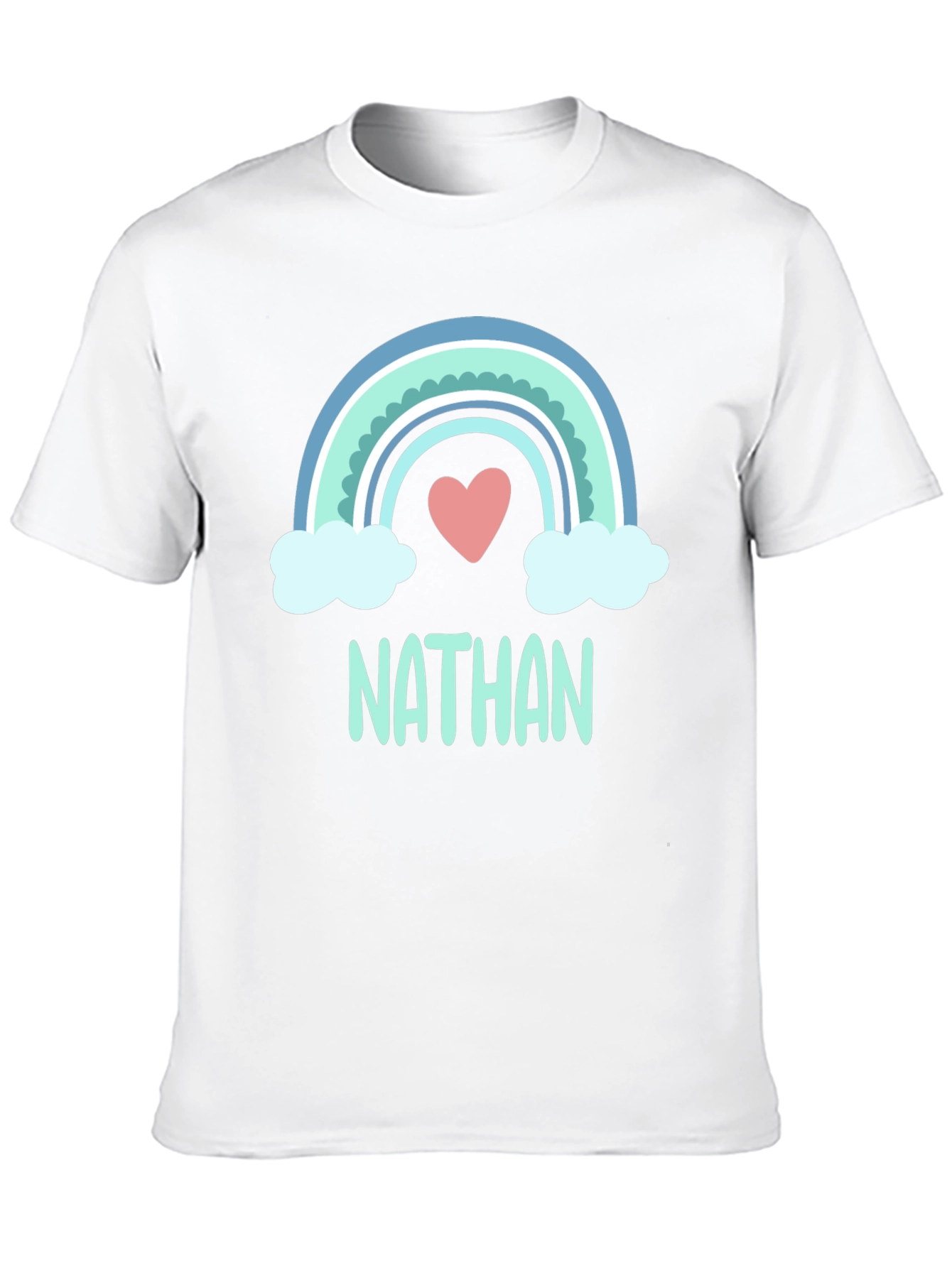 Personalized Nathan Rainbow Heart T-Shirt