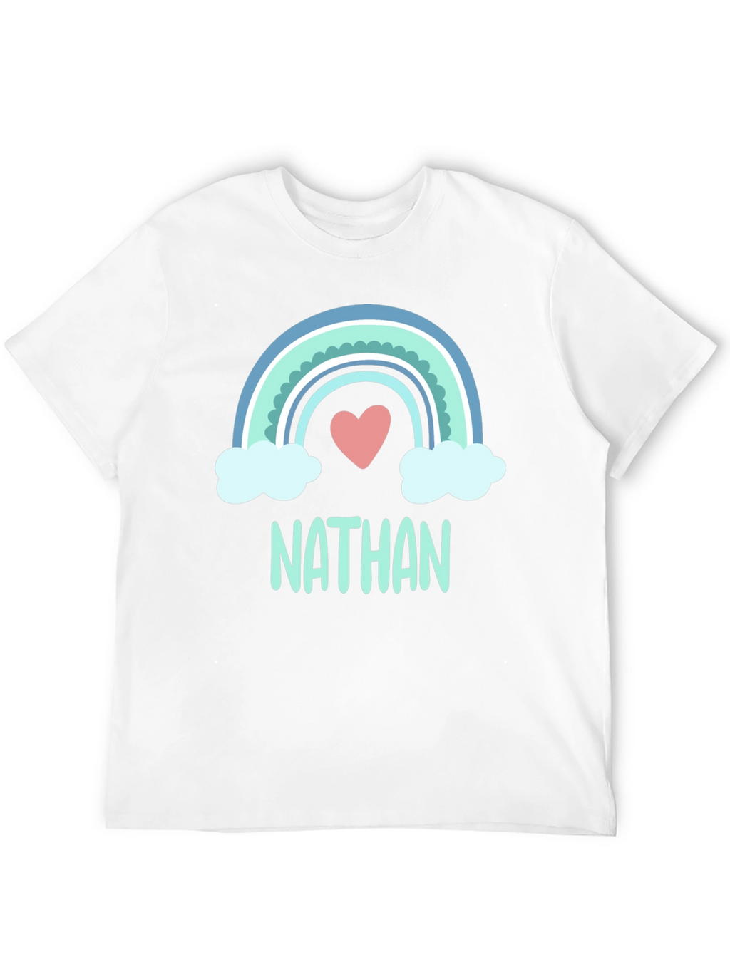 Personalized Nathan Rainbow Heart T-Shirt