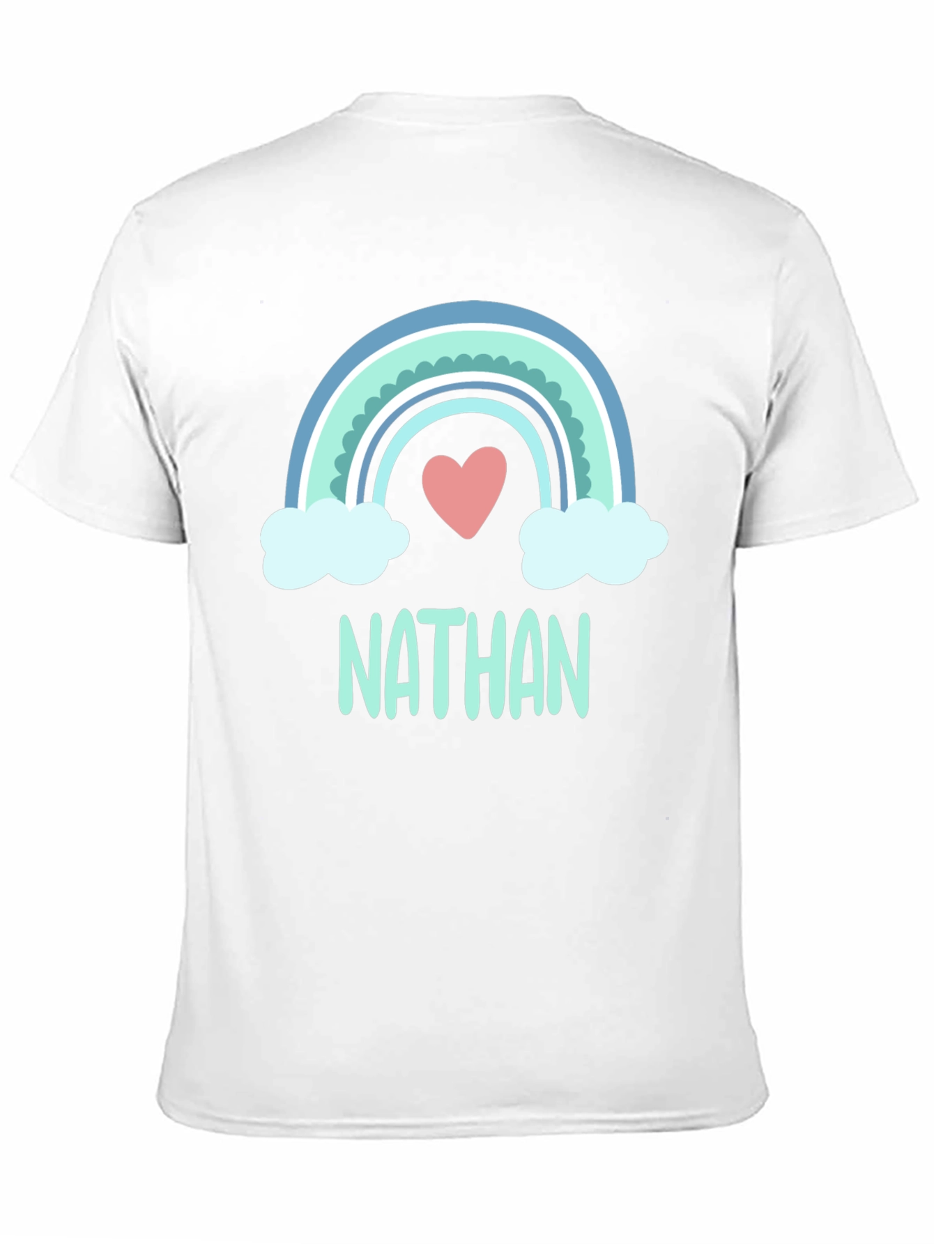 Personalized Nathan Rainbow Heart T-Shirt