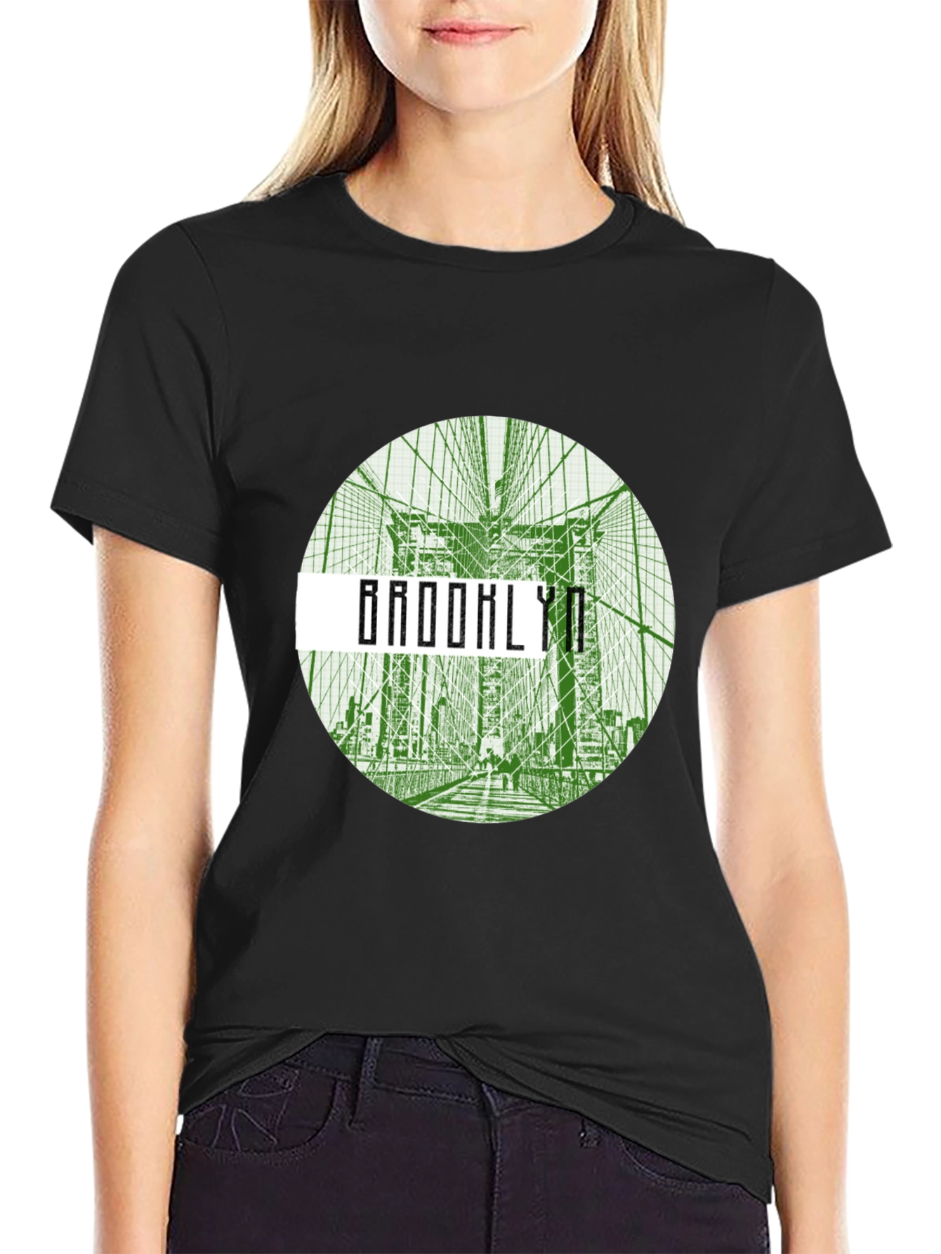 Brooklyn Bridge Graphic Tee - Black Crew Neck T-Shirt
