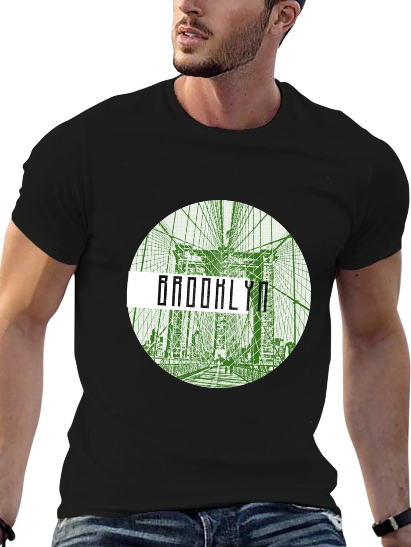 Brooklyn Bridge Graphic Tee - Black Crew Neck T-Shirt