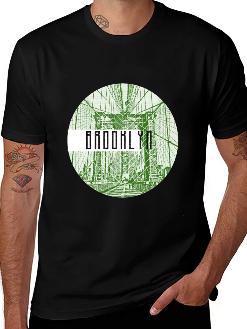 Brooklyn Bridge Graphic Tee - Black Crew Neck T-Shirt