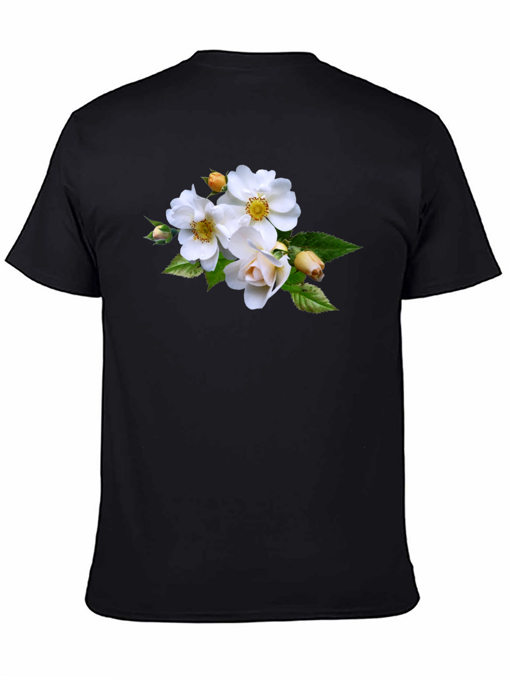 Floral Tee - Elegant White Rose Design