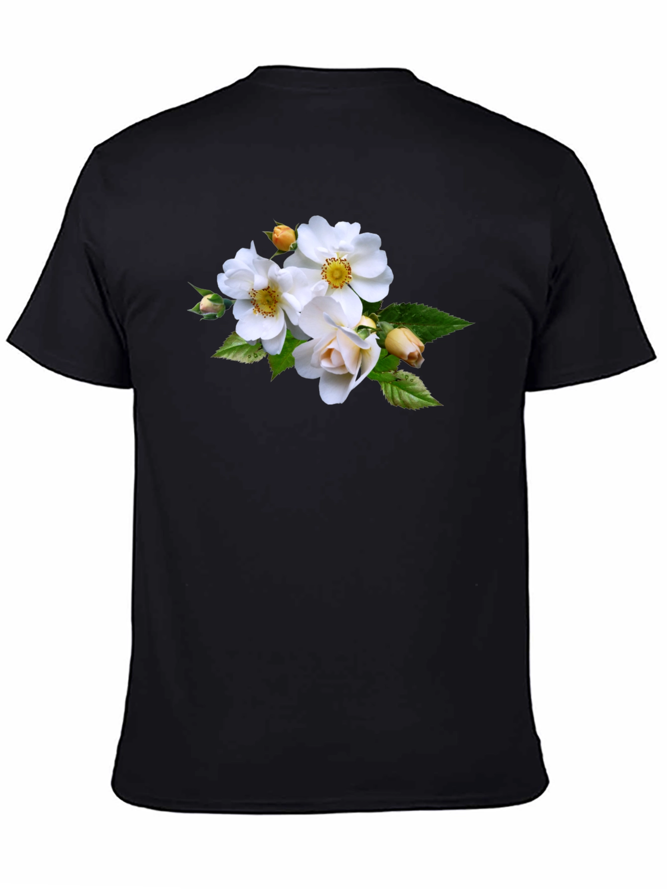 Floral Tee - Elegant White Rose Design