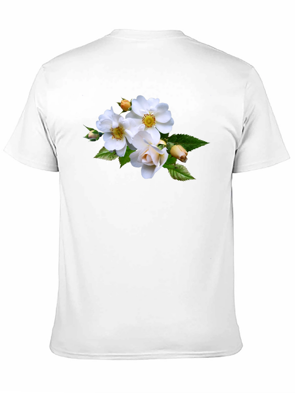 Floral Tee - Elegant White Rose Design