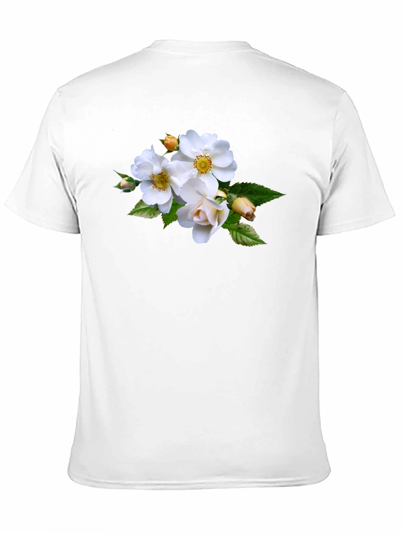 Floral Tee - Elegant White Rose Design
