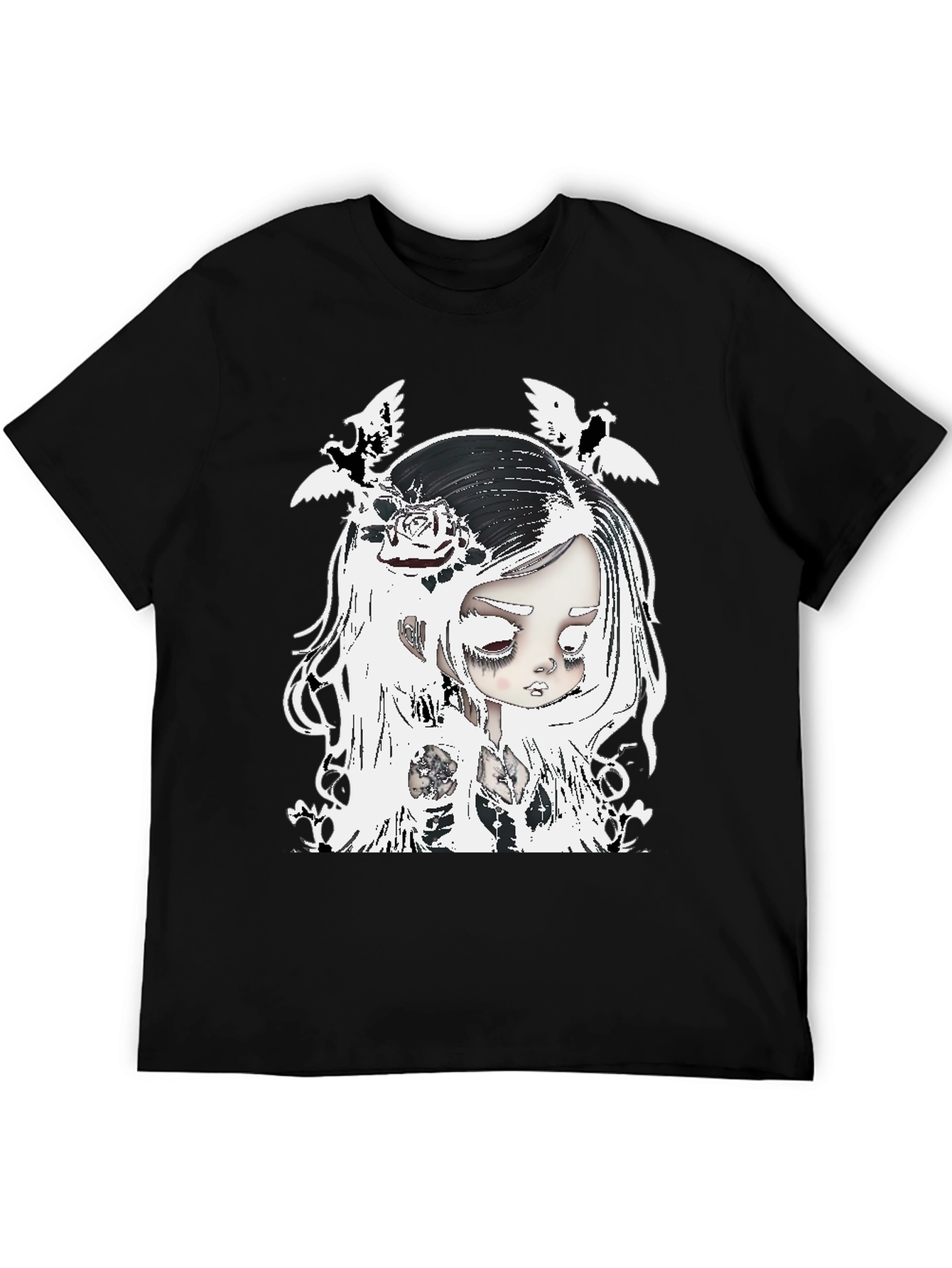 Dark Aesthetic Graphic Tee - Emo Doll Design