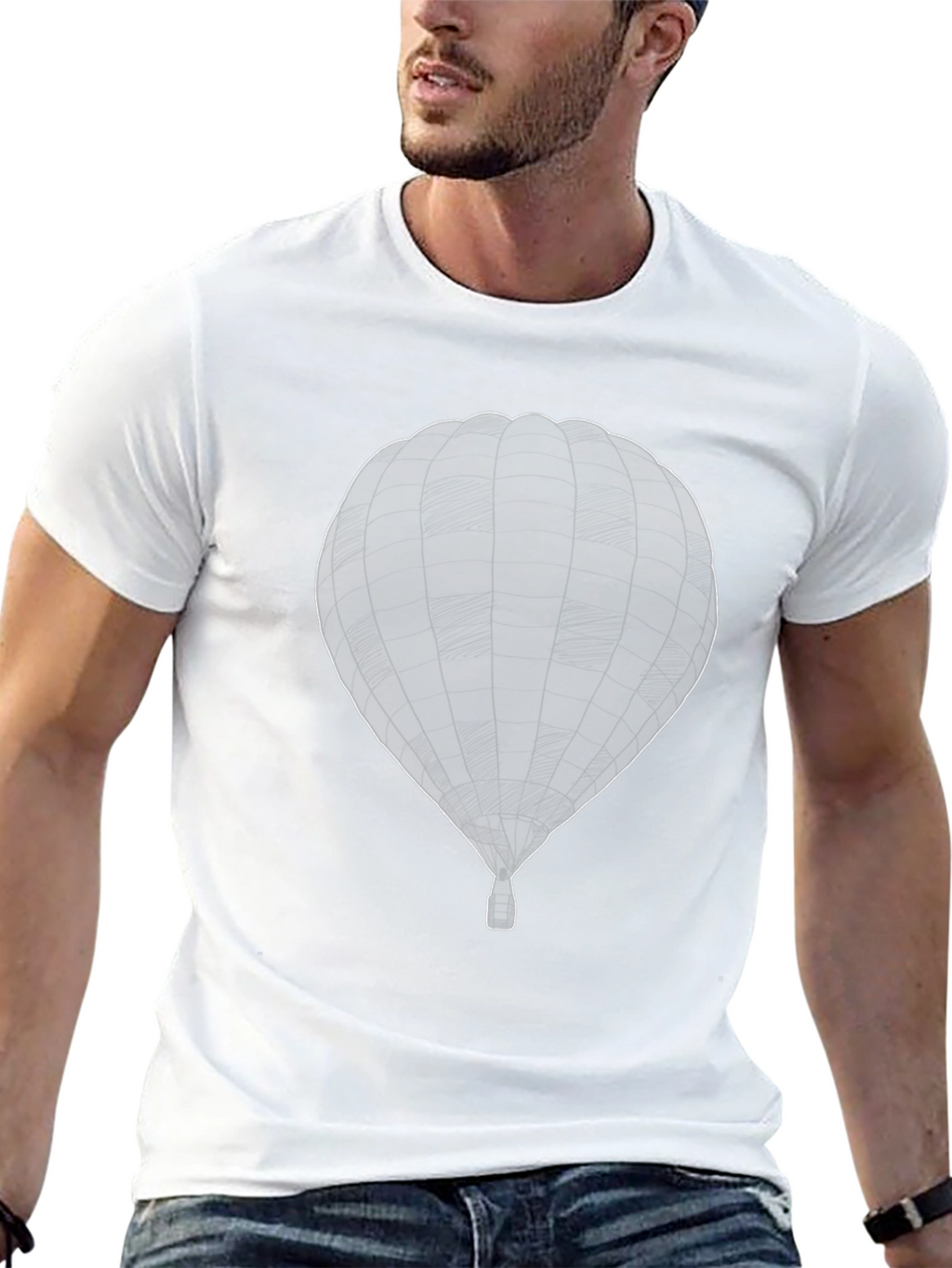 Mens Black Hot Air Balloon Graphic Tee