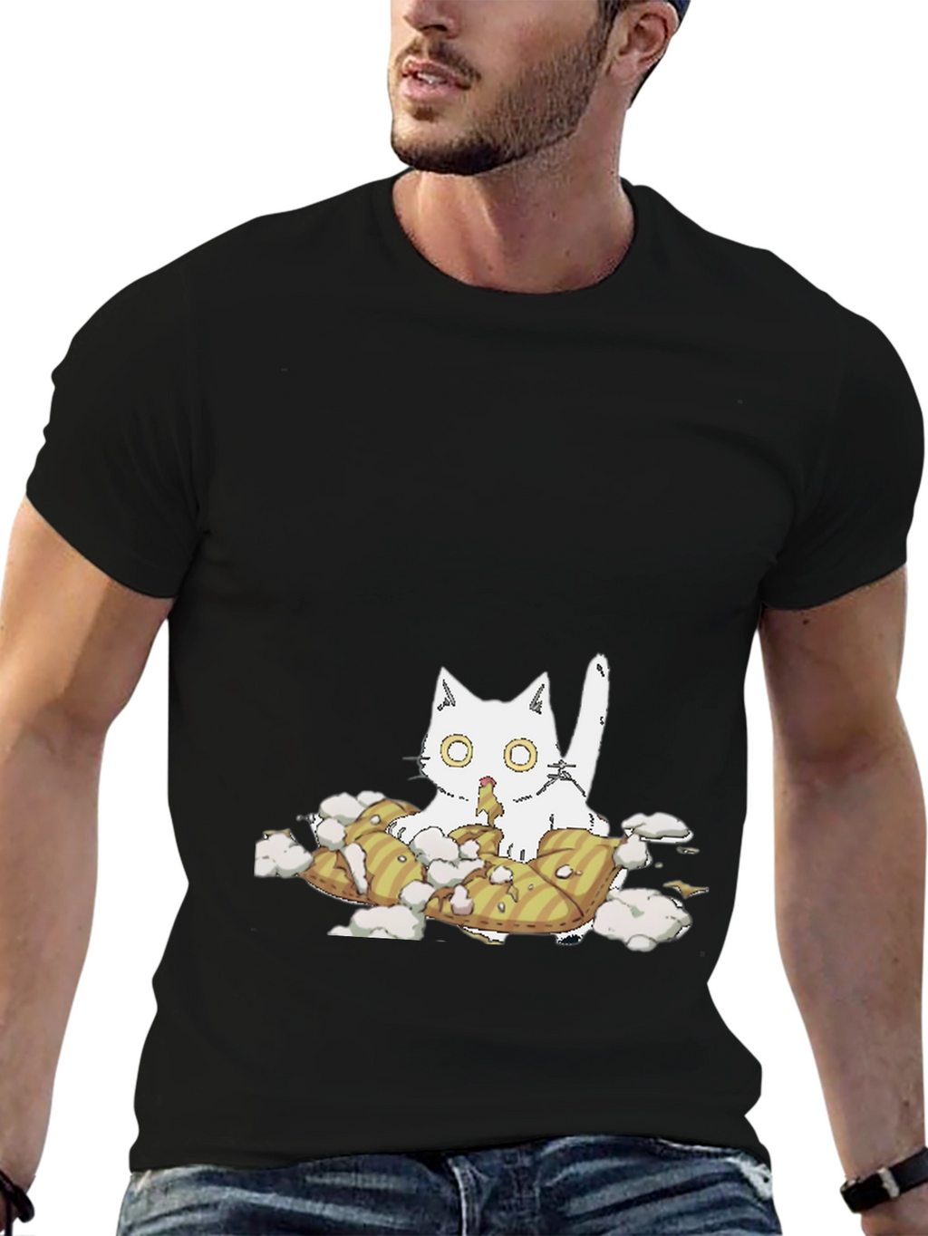 Cat Pillow T-Shirt - Quirky Comfort