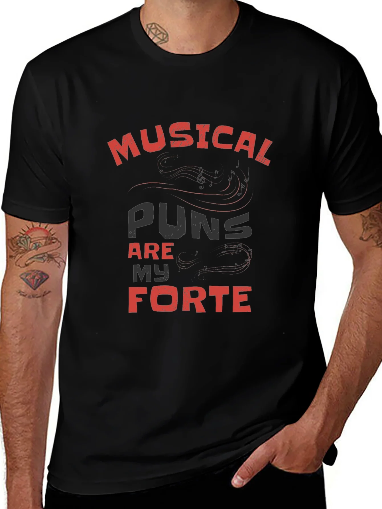 Musical Puns Are My Forte Black T-Shirt