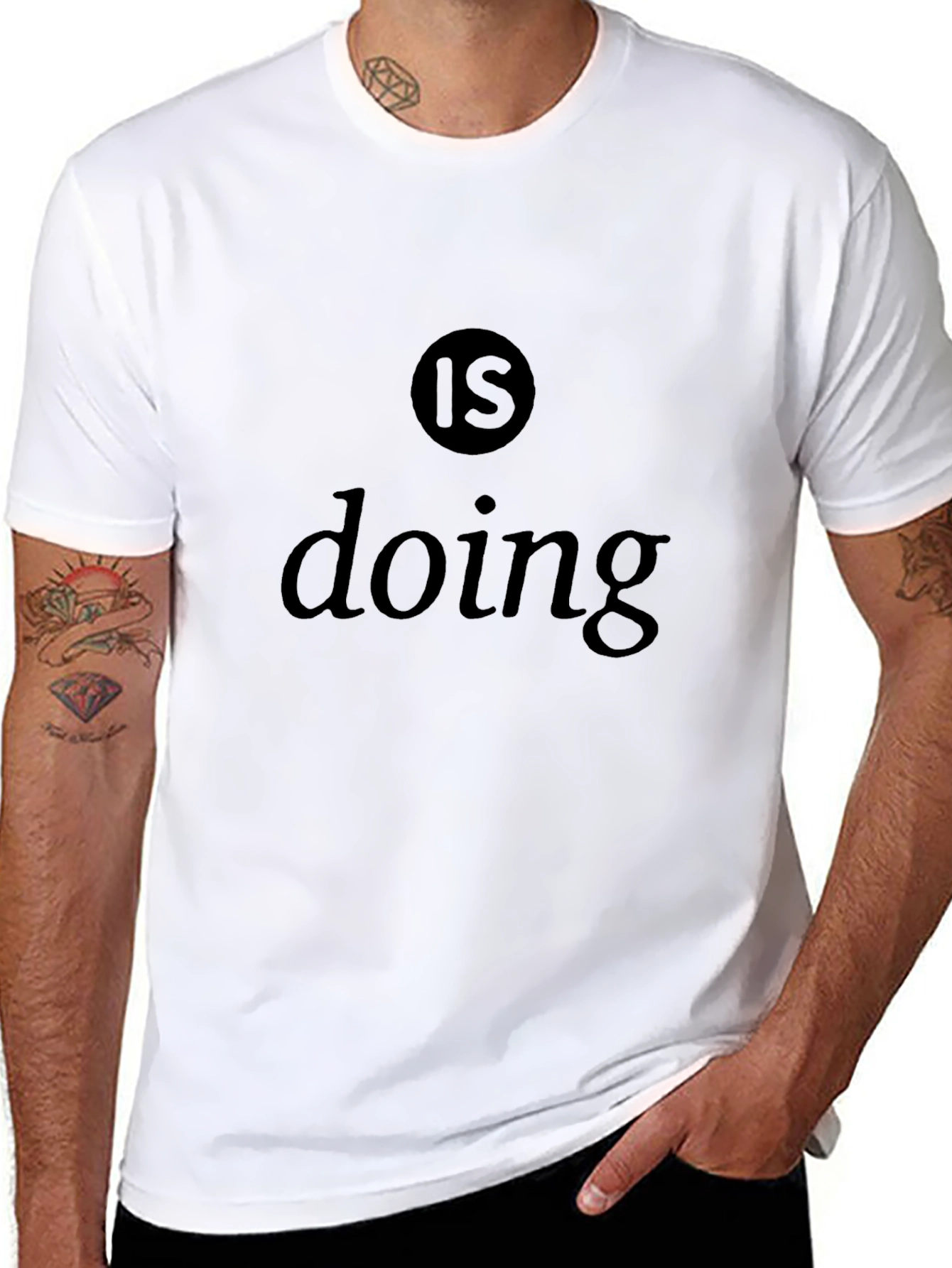 Mens Is Doing Graphic Black T-Shirt