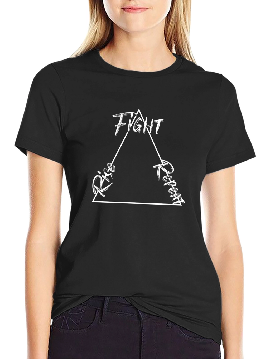 Fight Rise Repeat Triangle Graphic Black Tee
