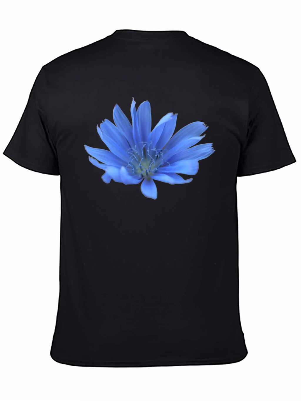 Blue Flower Graphic T-Shirt - Casual Wear