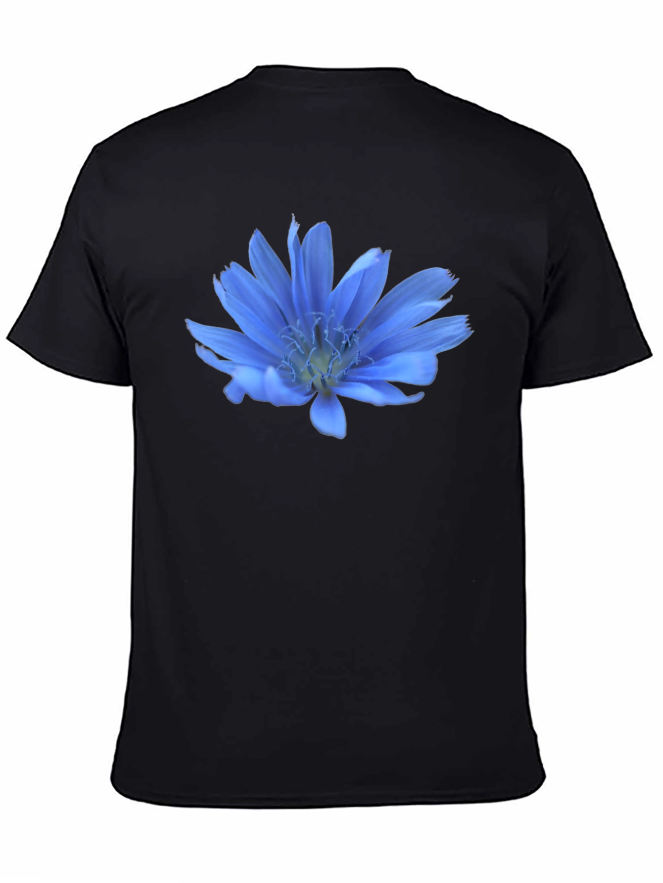 Blue Flower Graphic T-Shirt - Casual Wear