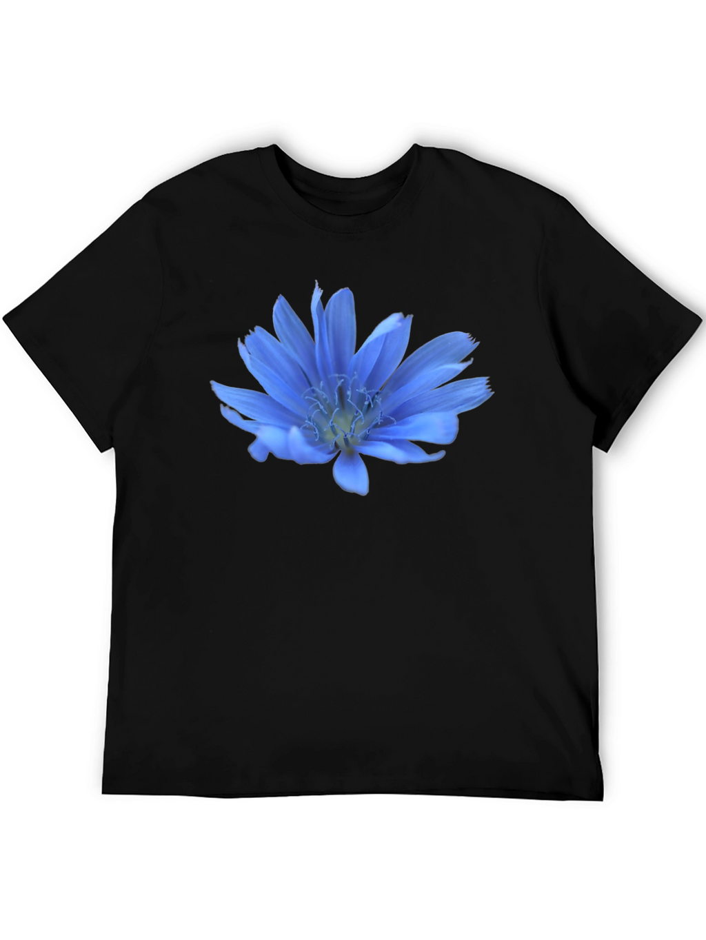 Blue Flower Graphic T-Shirt - Casual Wear
