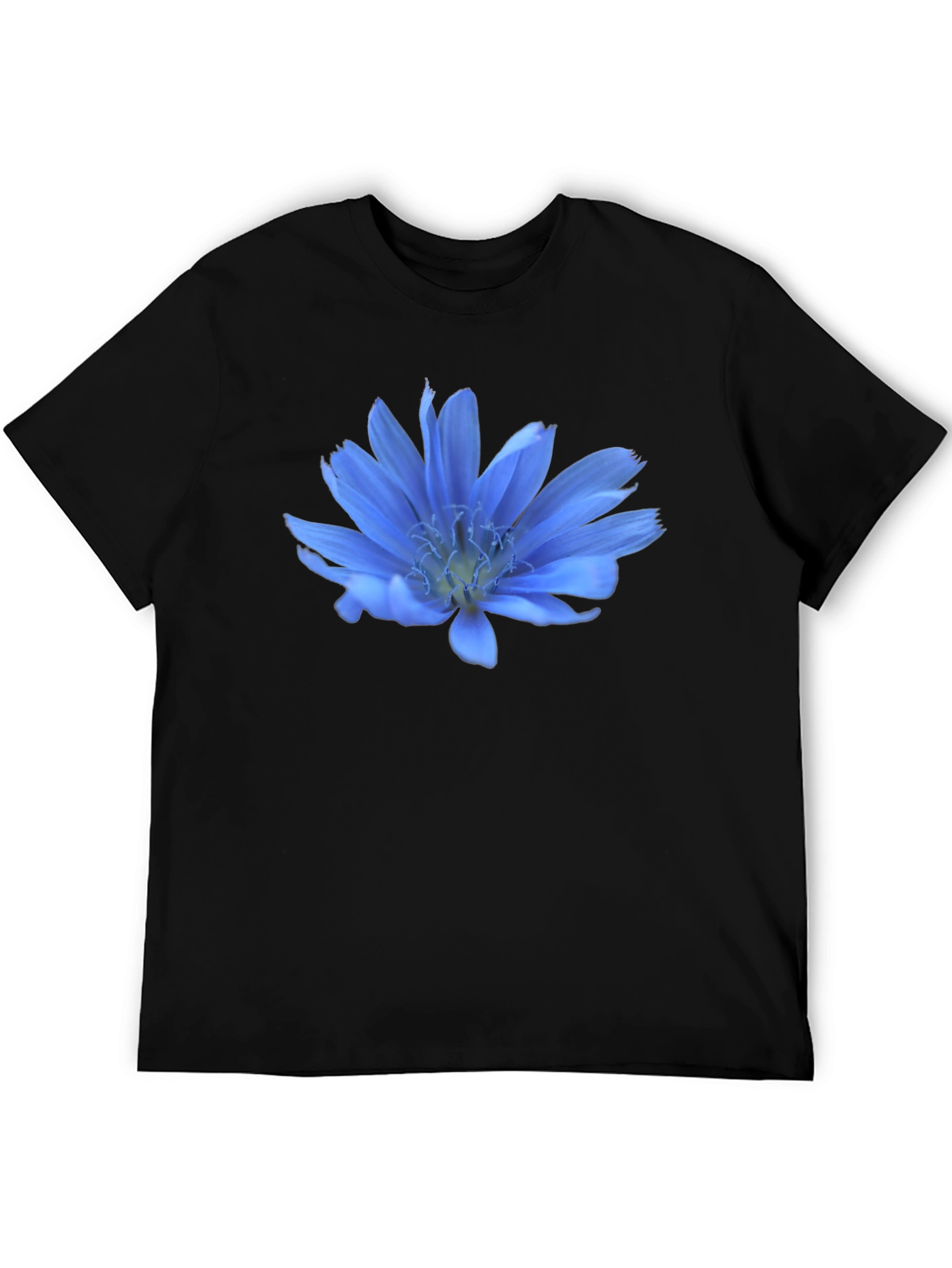 Blue Flower Graphic T-Shirt - Casual Wear