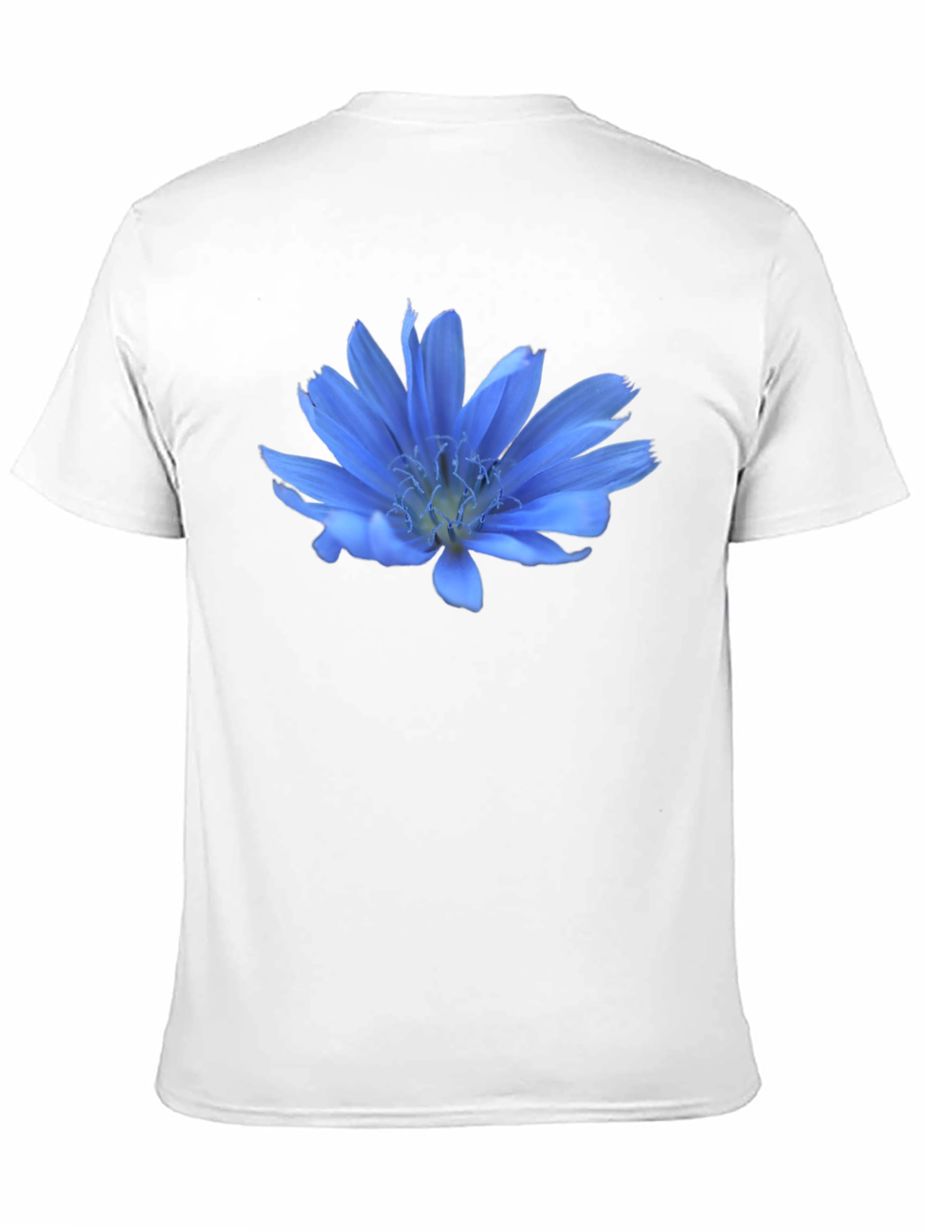 Blue Flower Graphic T-Shirt - Casual Wear