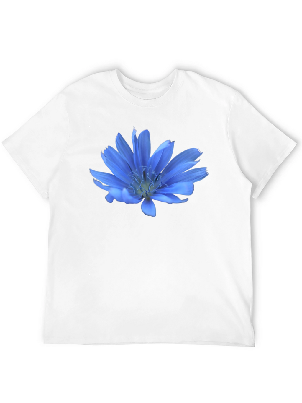 Blue Flower Graphic T-Shirt - Casual Wear