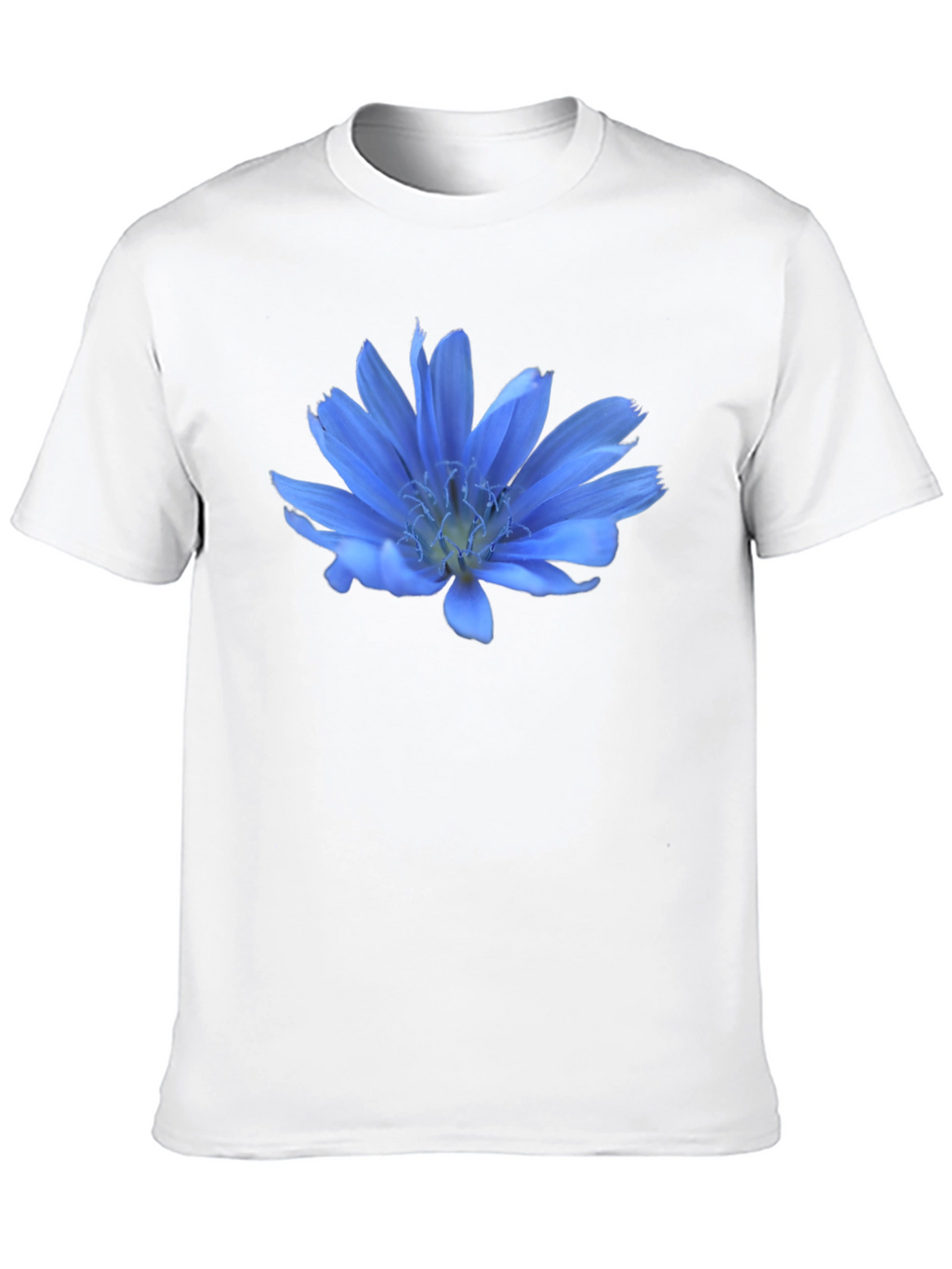 Blue Flower Graphic T-Shirt - Casual Wear