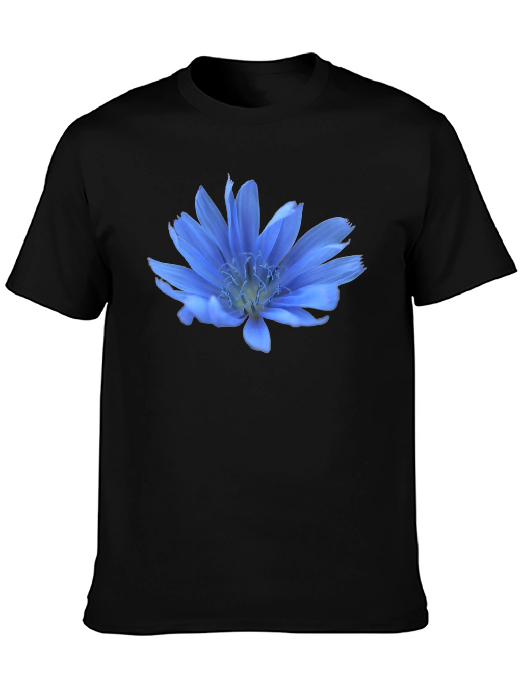 Blue Flower Graphic T-Shirt - Casual Wear