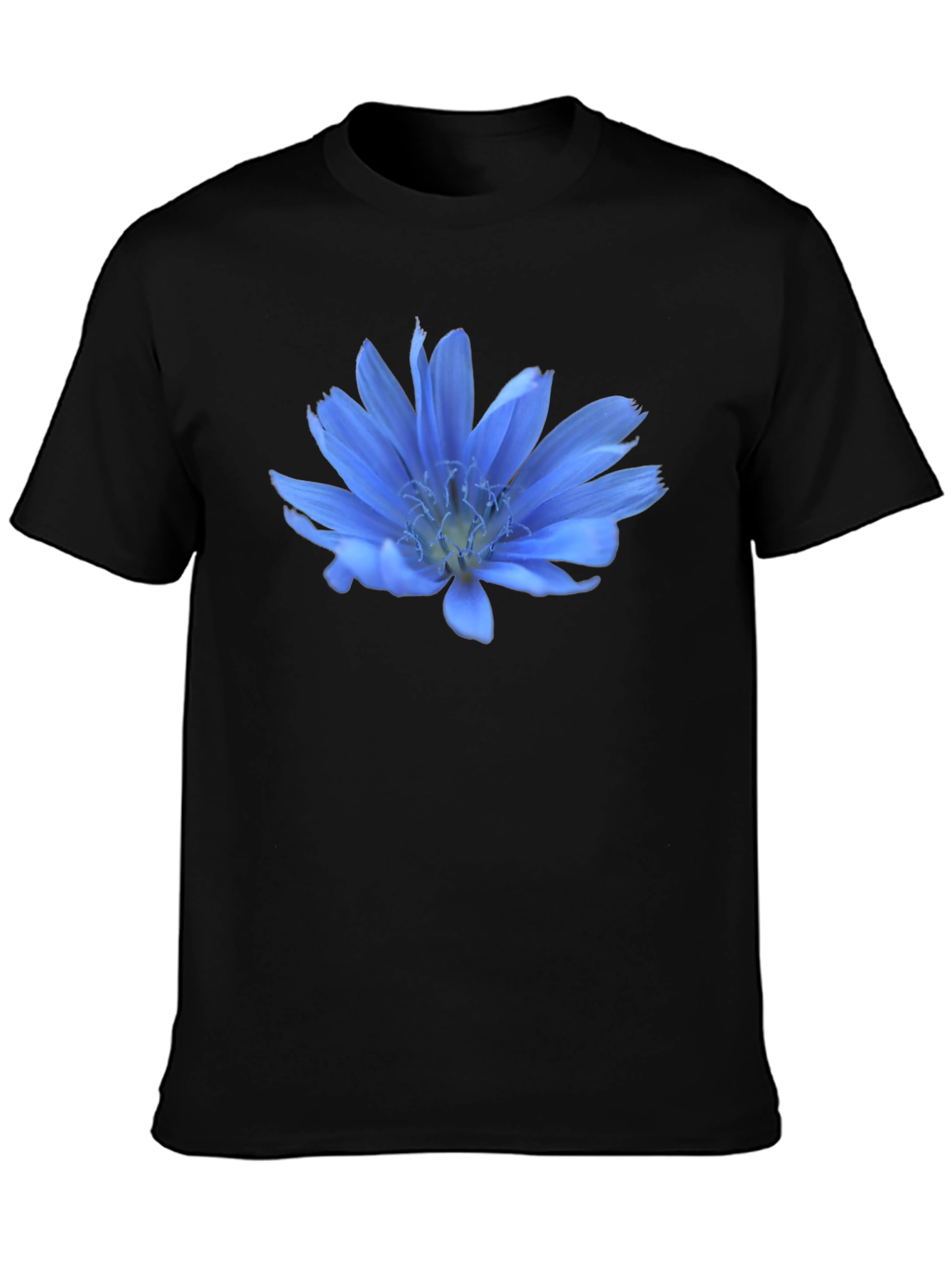Blue Flower Graphic T-Shirt - Casual Wear