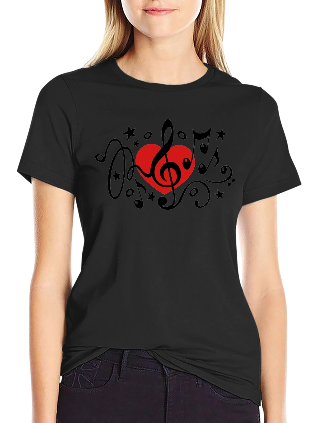 Music Lover T-Shirt - Treble Clef Heart Design